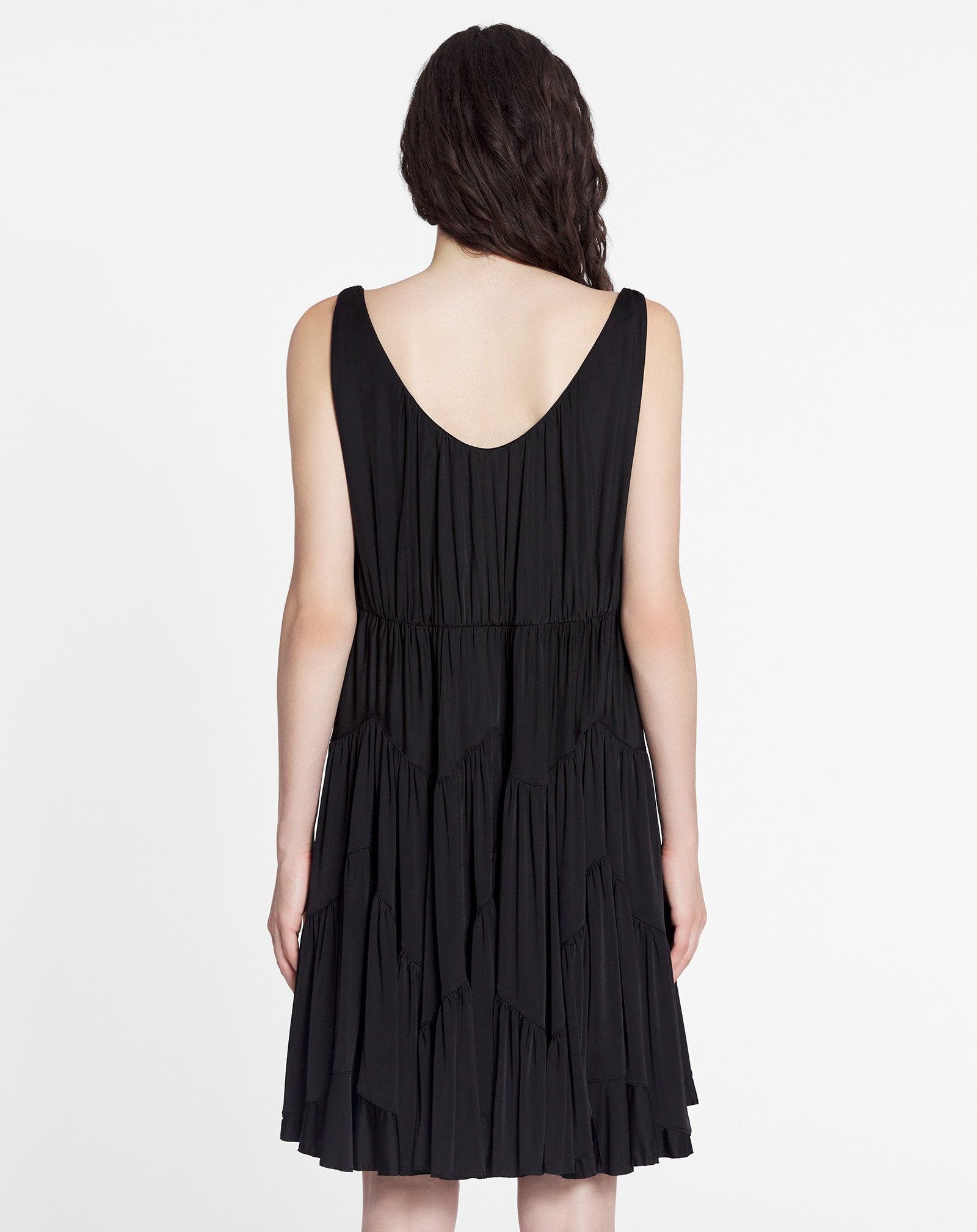 LANVIN WOMEN'S BLACK SLEEVELESS GATHERED SHORT DRESS