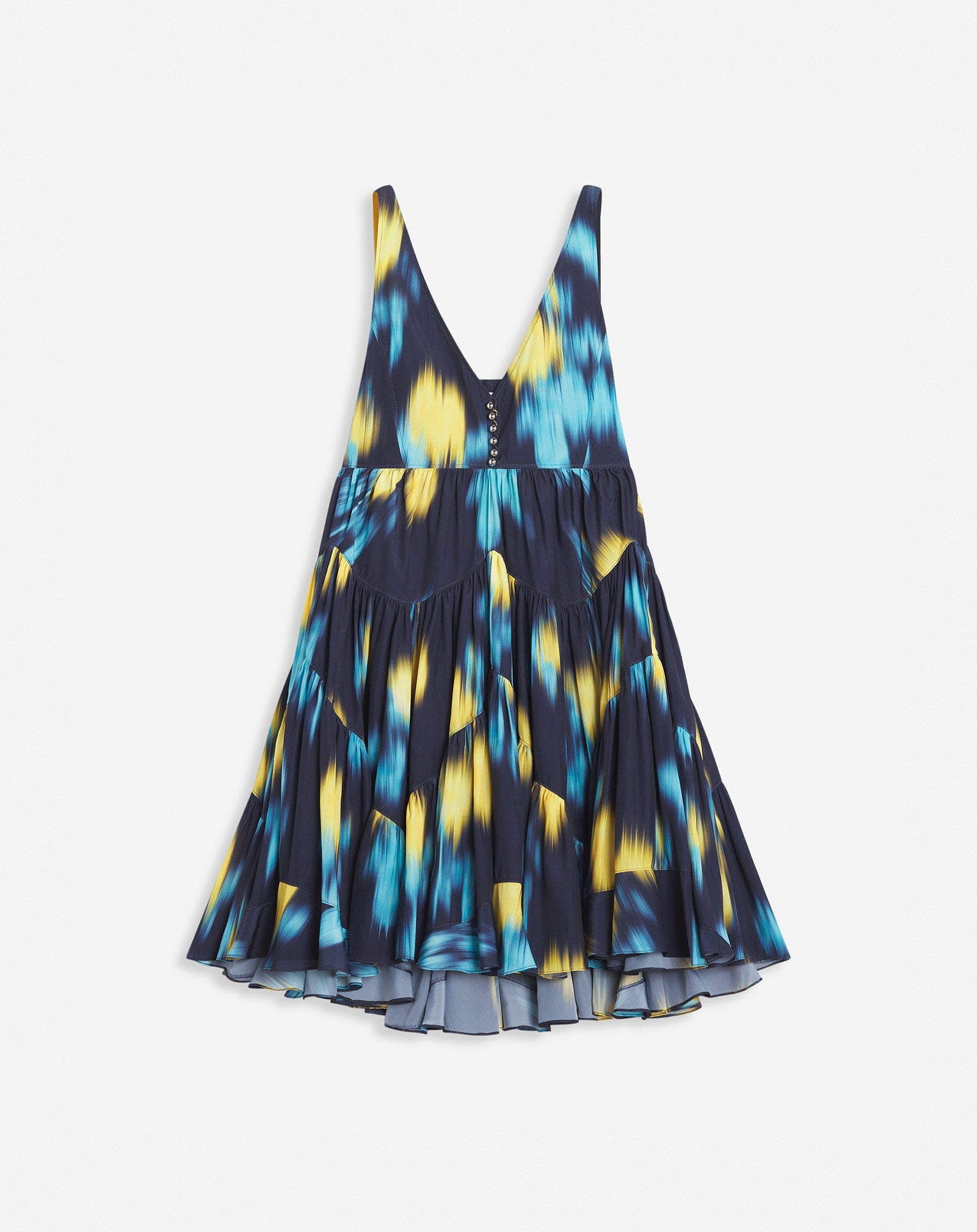 LANVIN WOMEN'S NAVY PRINTED SLEEVELESS SHORT DRESS