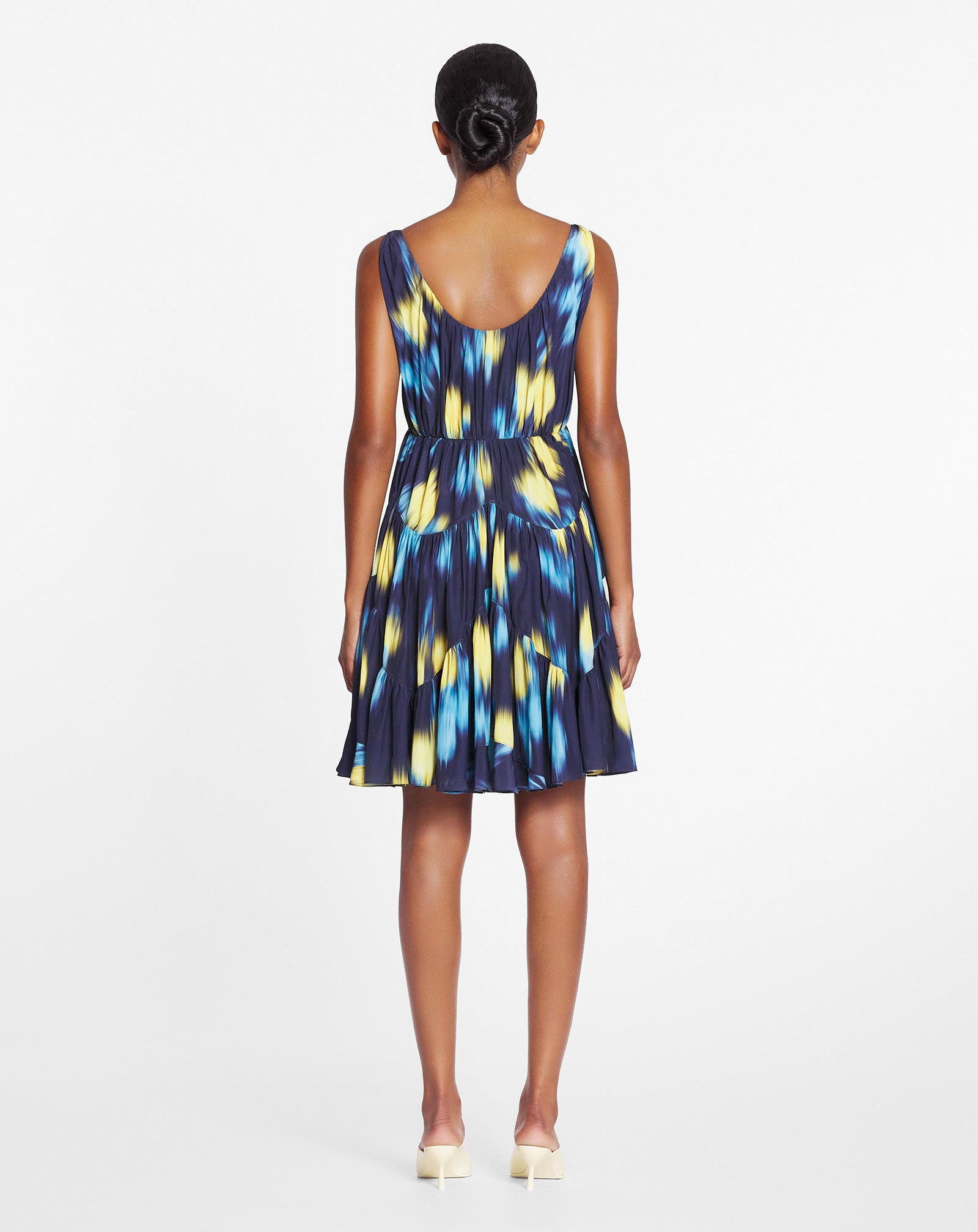 LANVIN WOMEN'S NAVY PRINTED SLEEVELESS SHORT DRESS