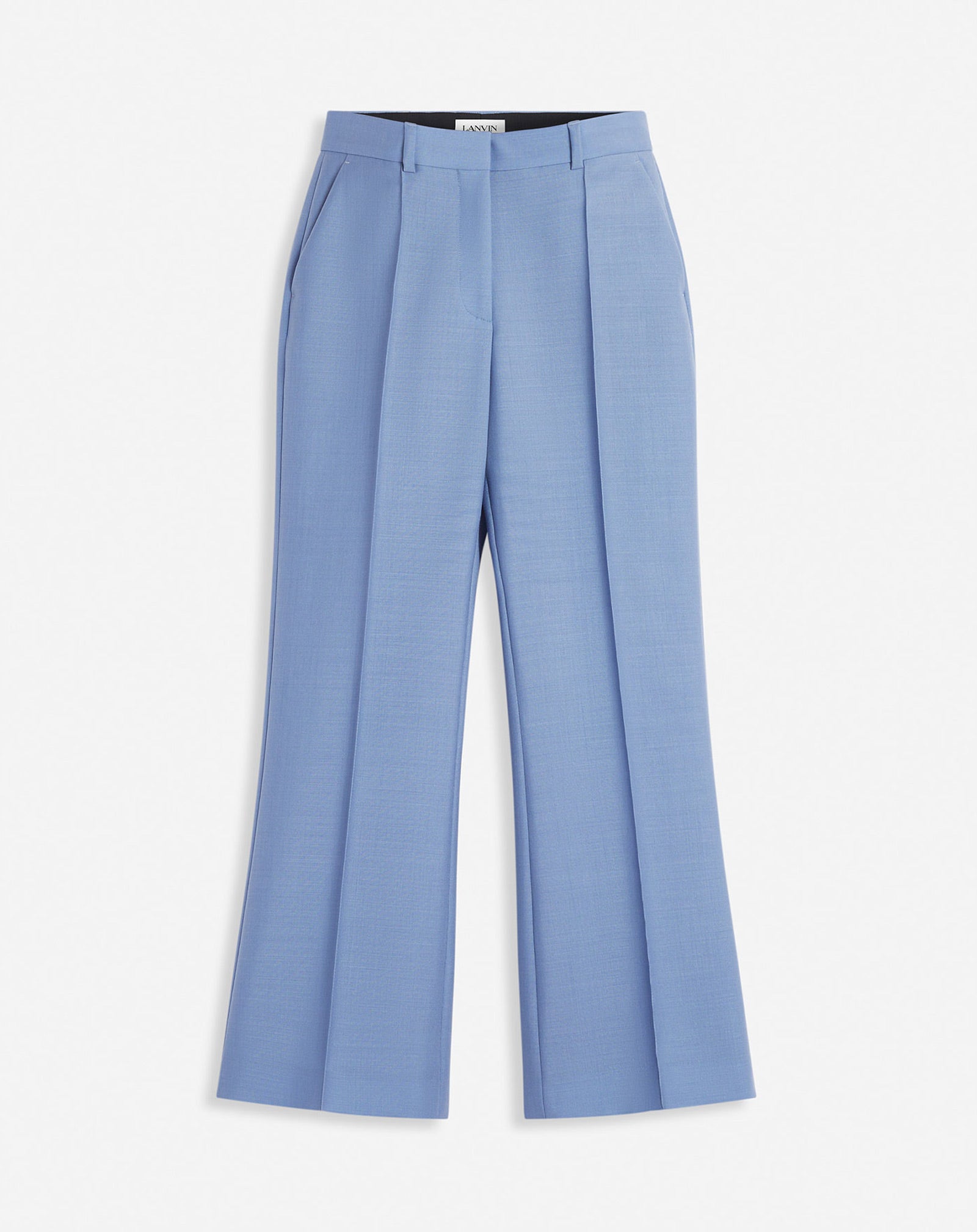 LANVIN WOMEN'S BLUE VIRGIN WOOL FLARED CROPPED TROUSERS