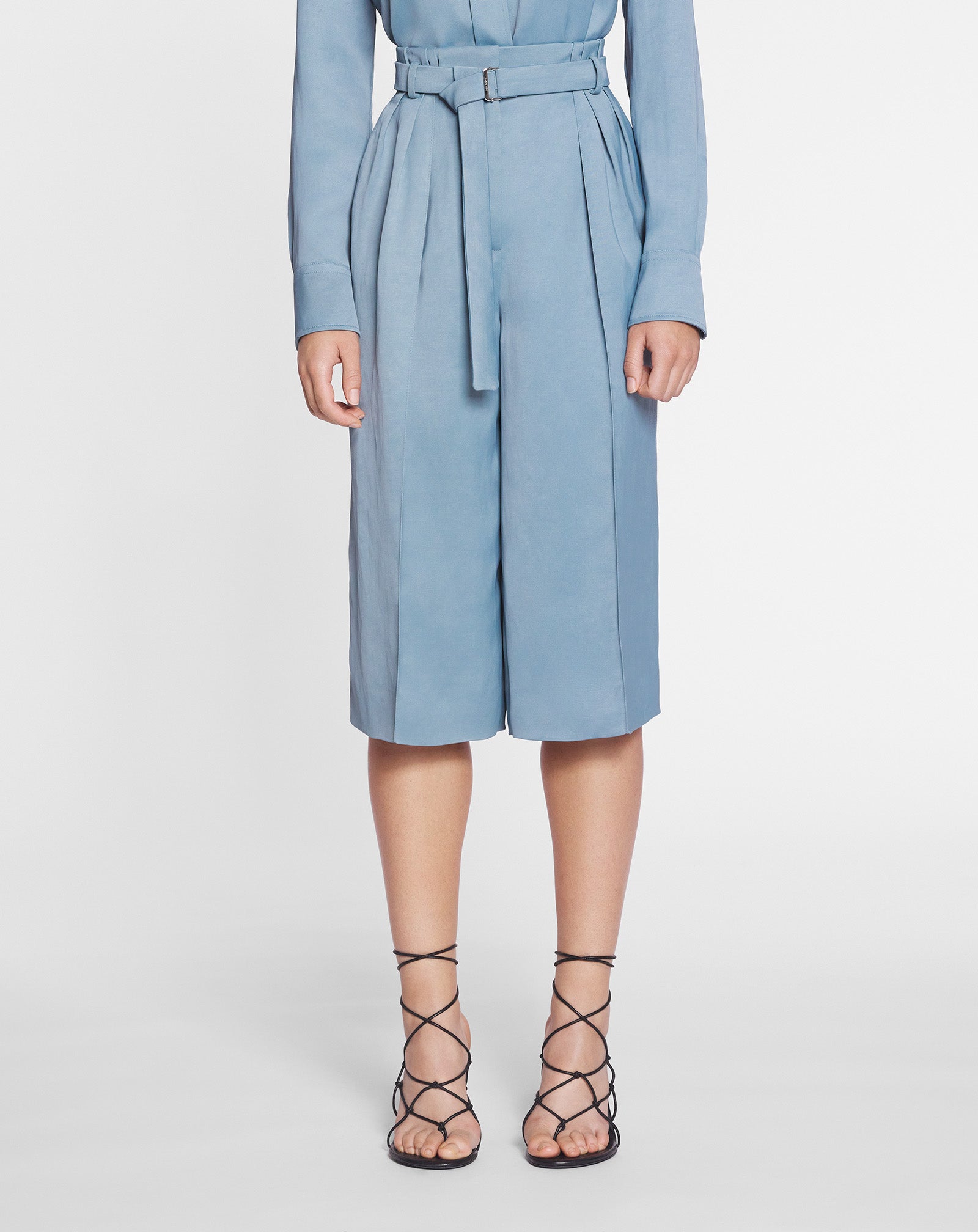 LANVIN WOMEN'S SKY BLUE WIDE-LEG TAILORED TROUSERS