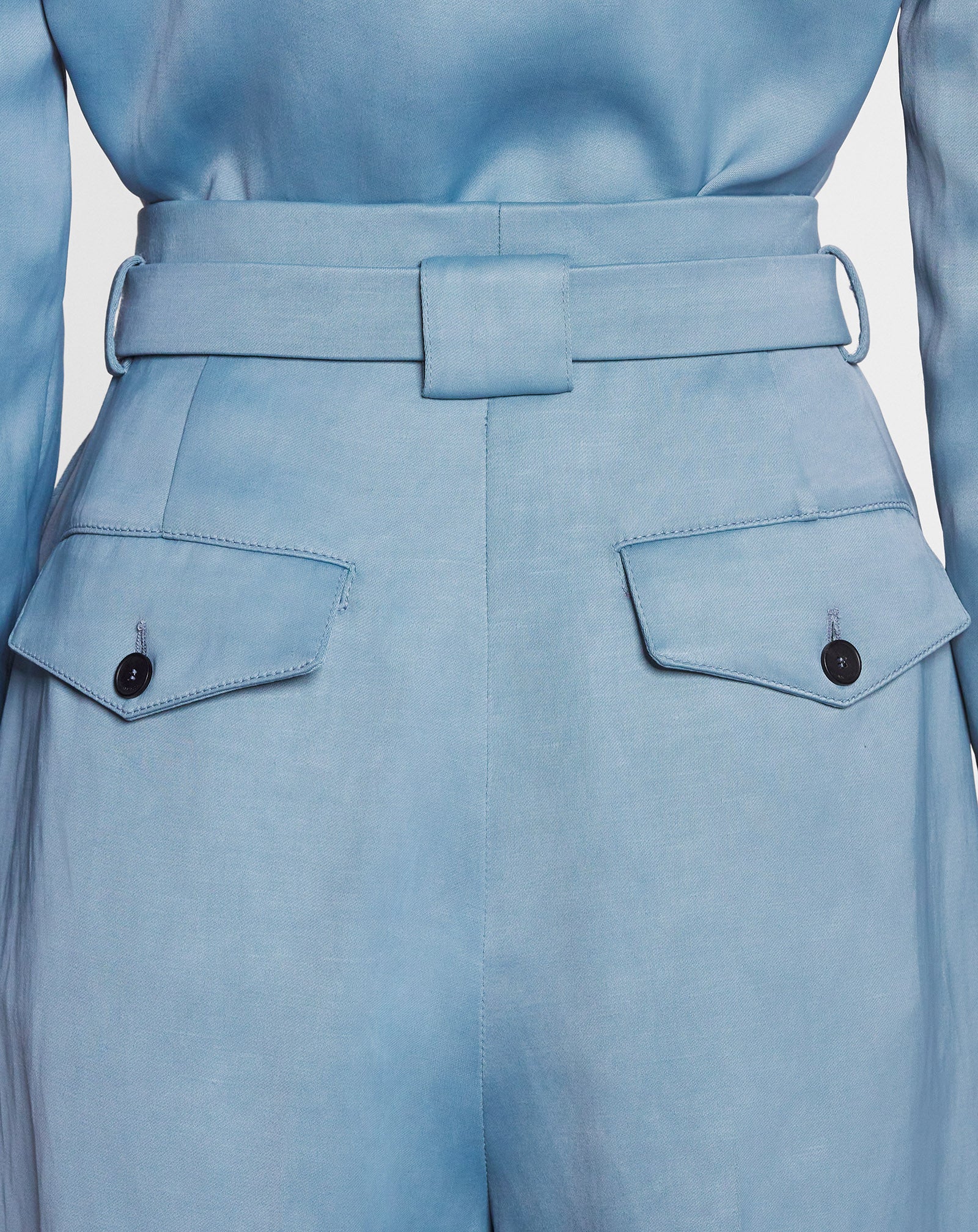 LANVIN WOMEN'S SKY BLUE WIDE-LEG TAILORED TROUSERS