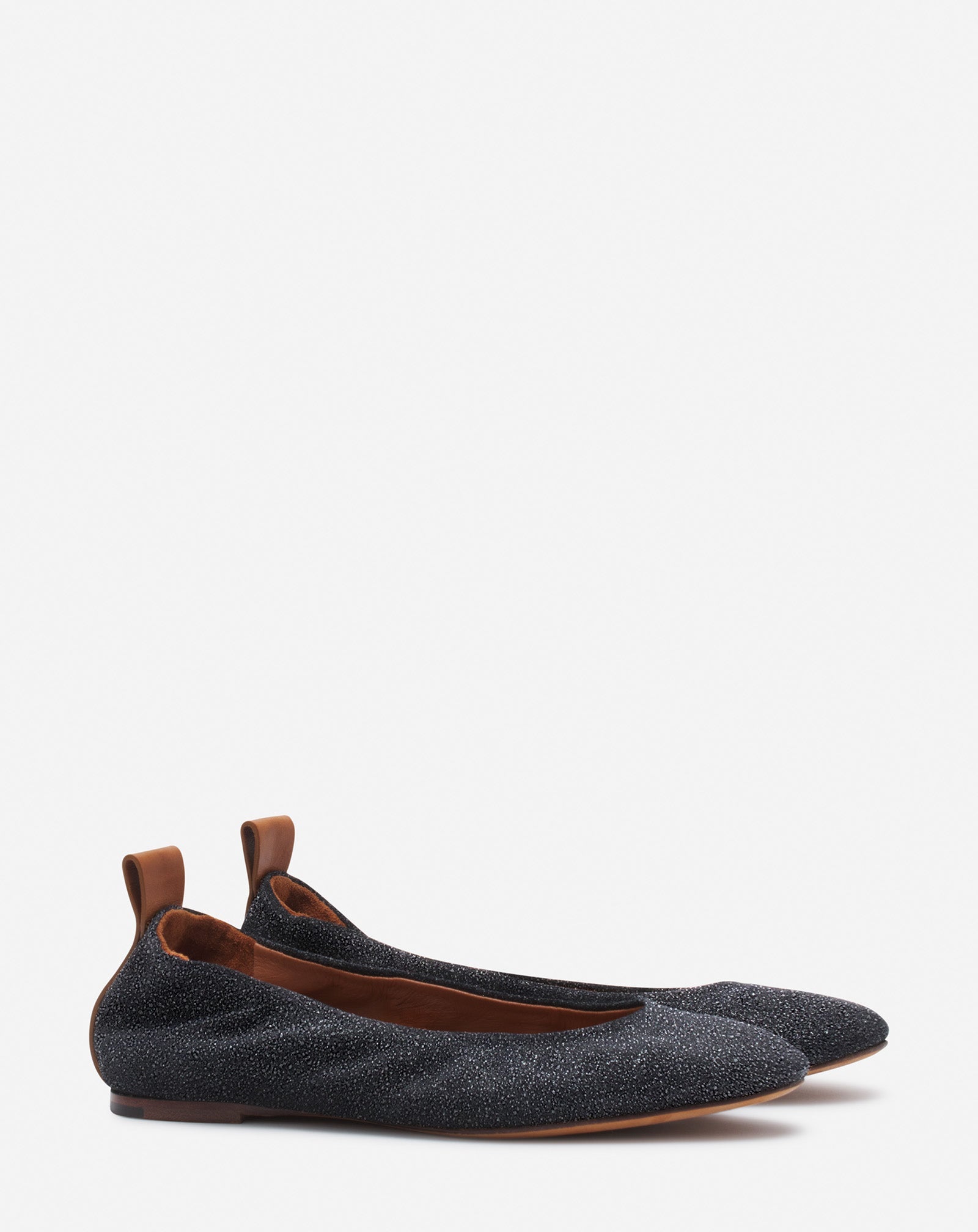 LANVIN WOMEN'S BLACK LEATHER BALLERINA FLATS