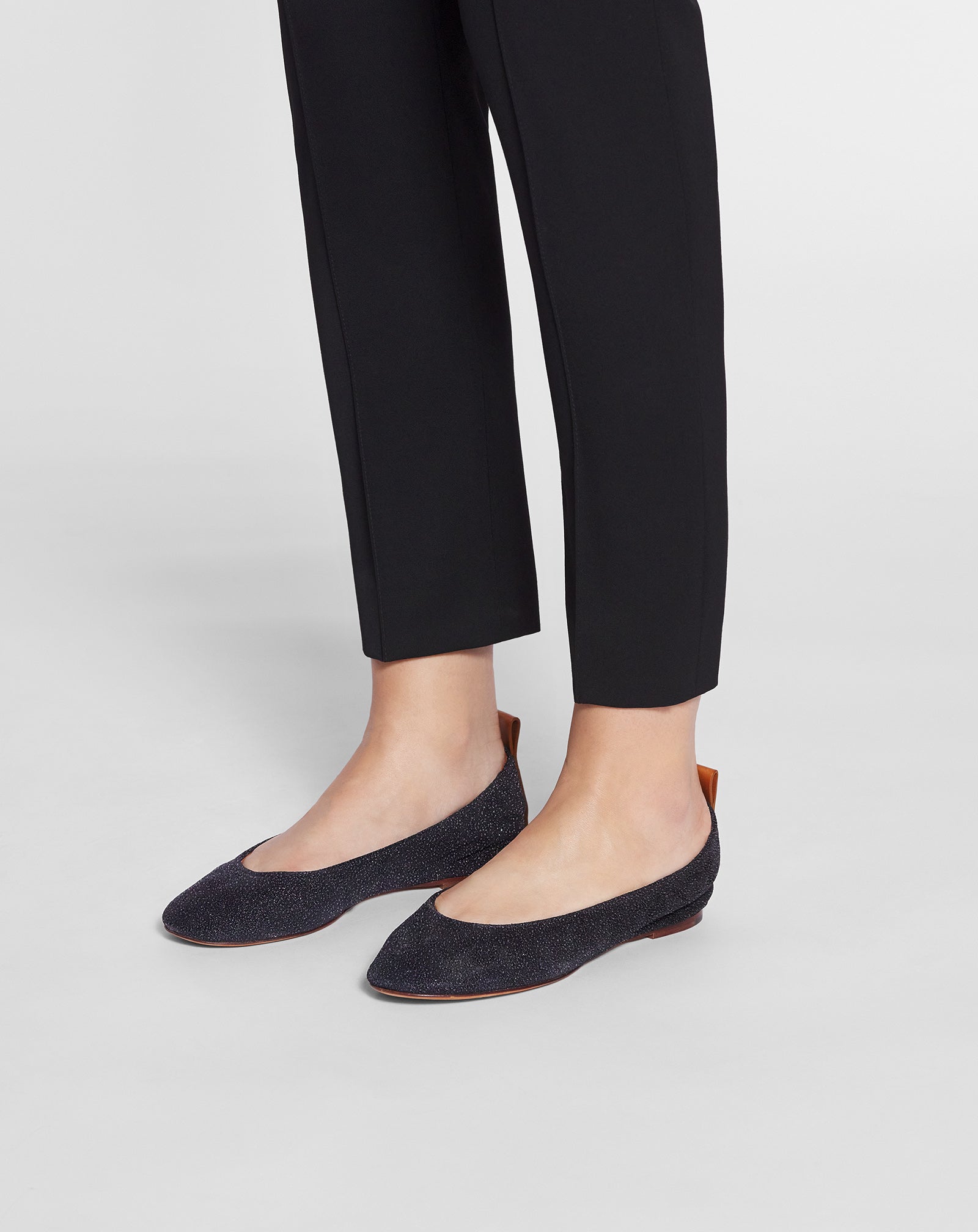 LANVIN WOMEN'S BLACK LEATHER BALLERINA FLATS
