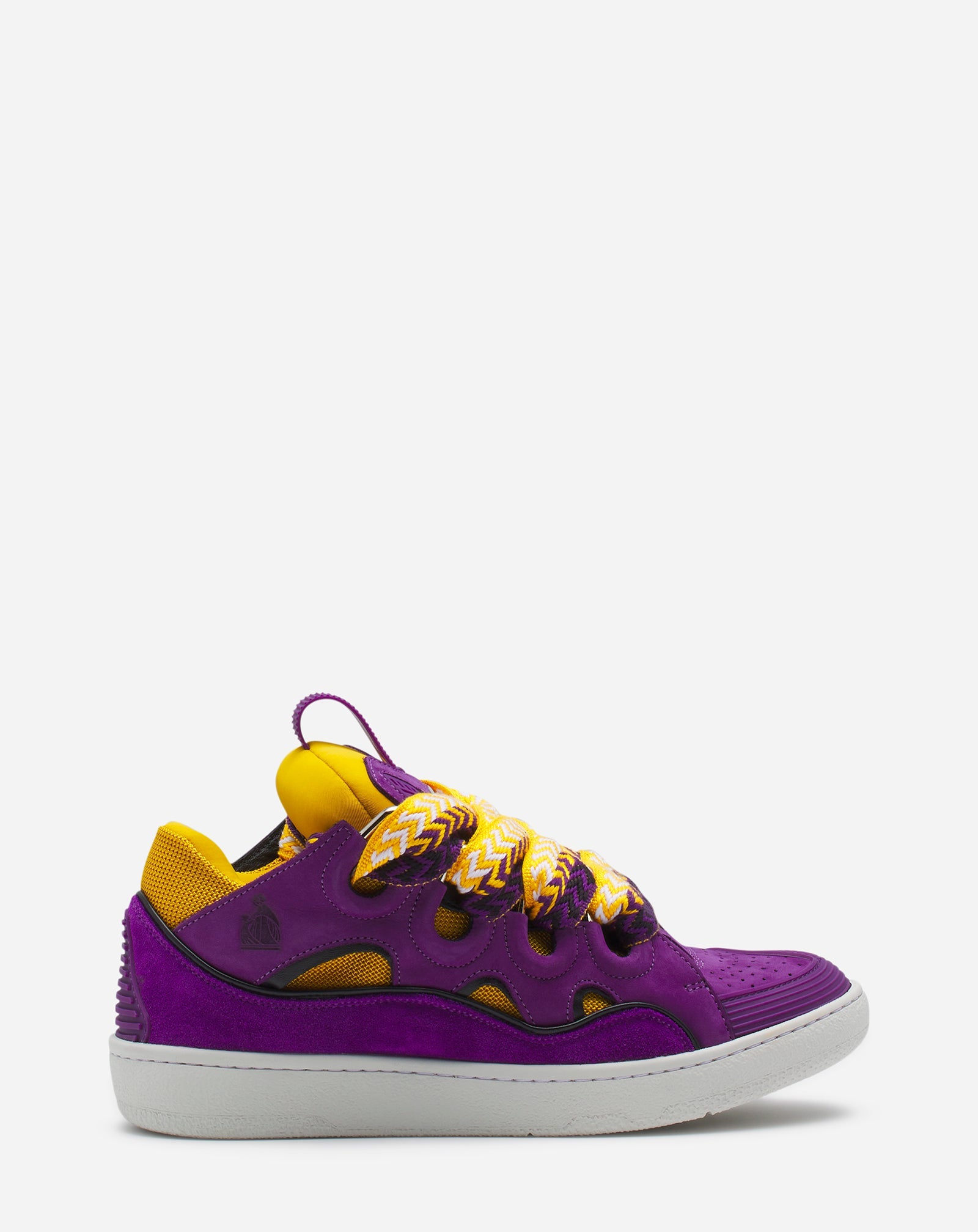 LANVIN WOMEN'S VIOLET LEATHER SNEAKERS WITH YELLOW ACCENTS
