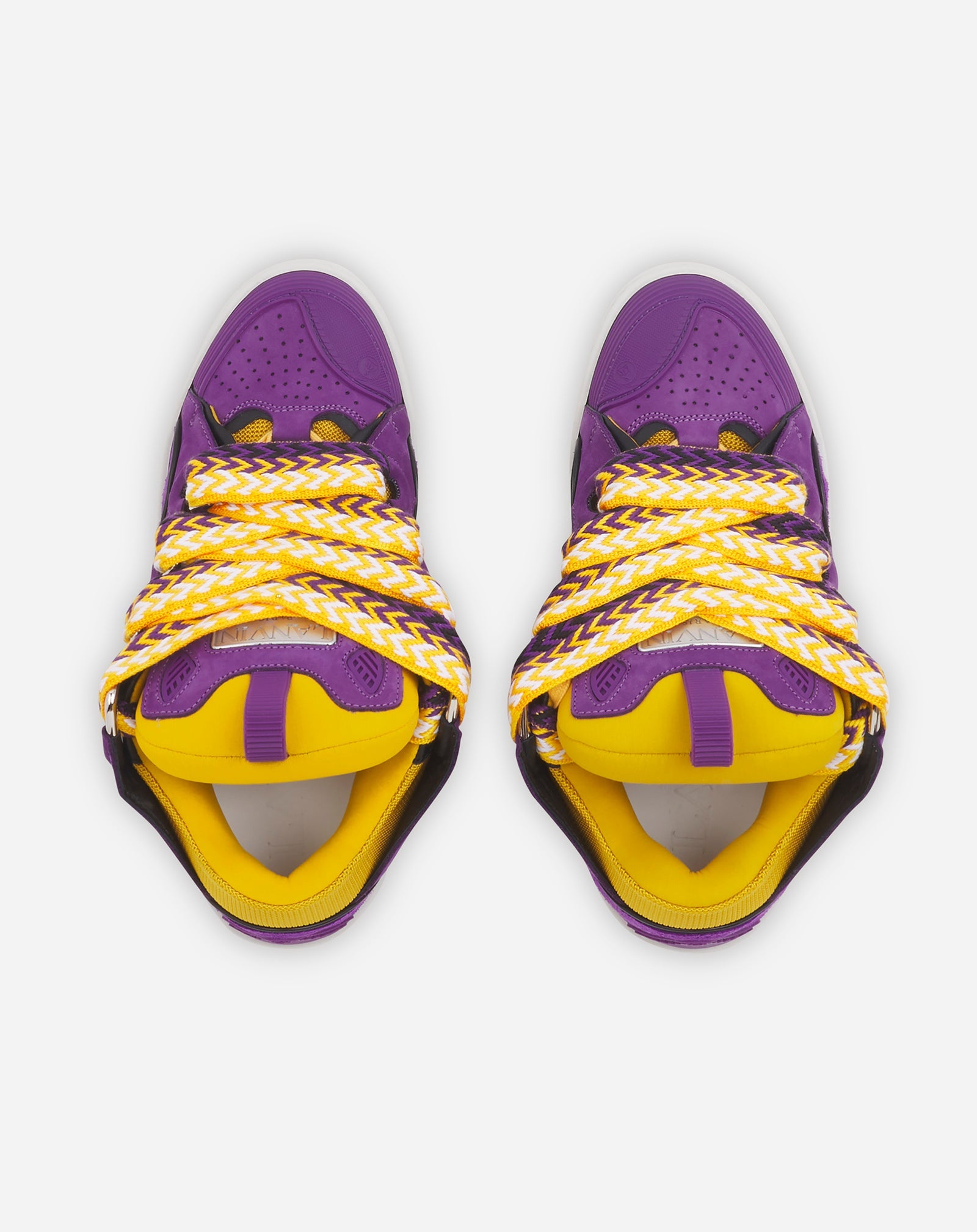LANVIN WOMEN'S VIOLET LEATHER SNEAKERS WITH YELLOW ACCENTS