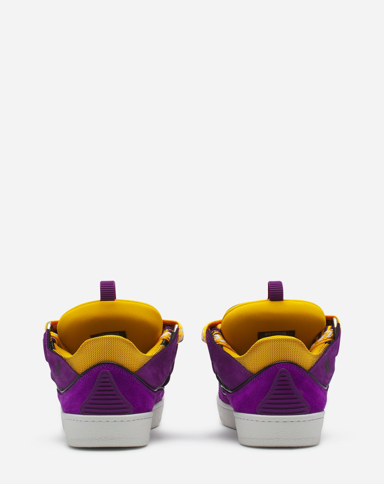 LANVIN WOMEN'S VIOLET LEATHER SNEAKERS WITH YELLOW ACCENTS