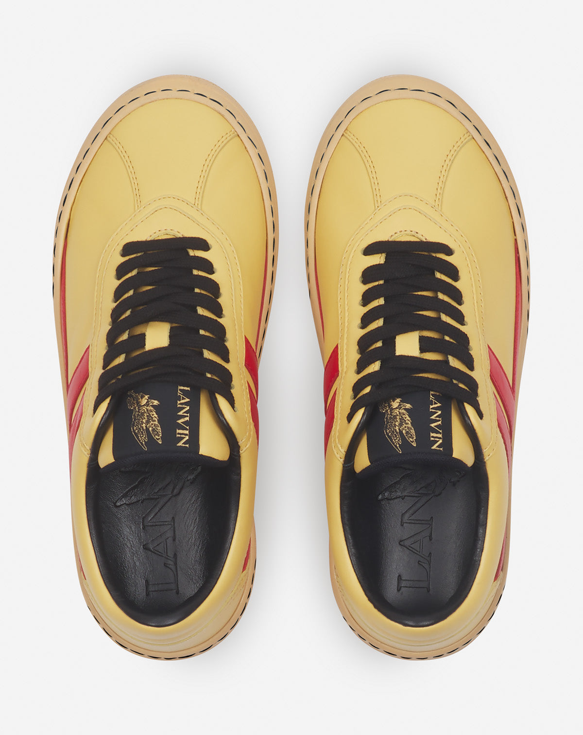 LANVIN WOMEN'S YELLOW RED LEATHER SNEAKERS