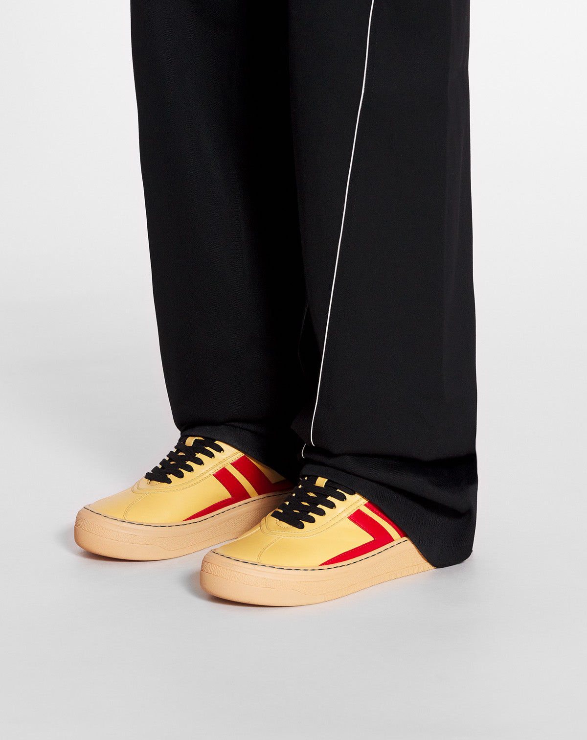 LANVIN WOMEN'S YELLOW RED LEATHER SNEAKERS