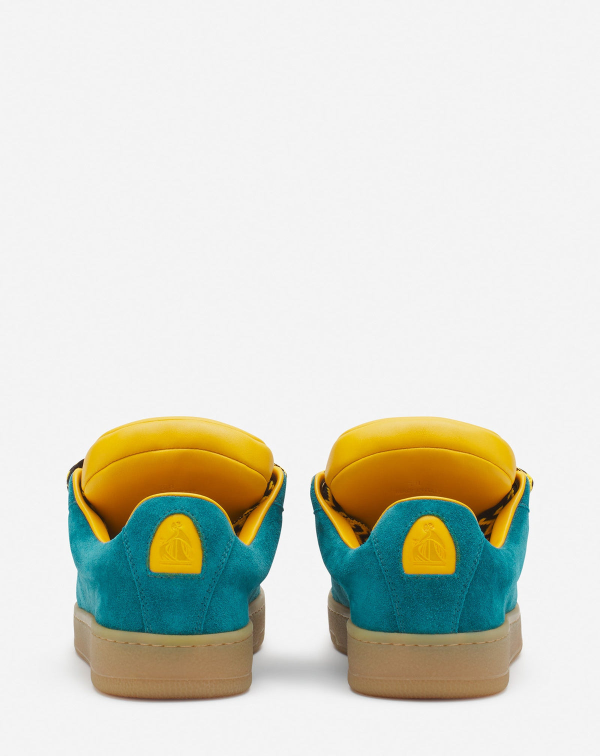 LANVIN WOMEN'S DARK BLUE YELLOW SUEDE SNEAKERS