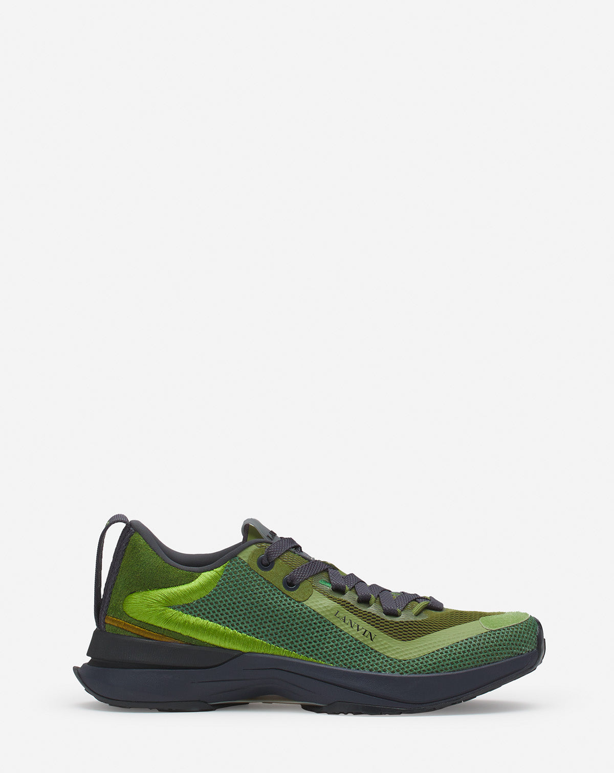 LANVIN MEN'S DARK GREEN RUNNER SNEAKERS
