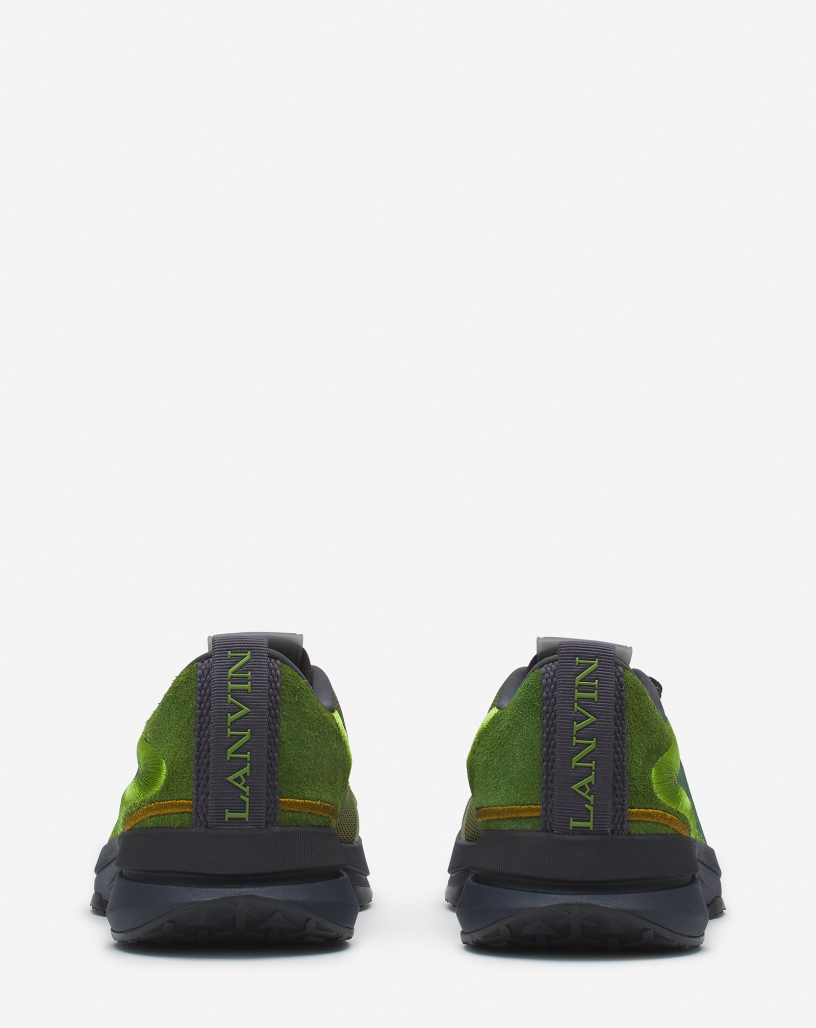 LANVIN MEN'S DARK GREEN RUNNER SNEAKERS