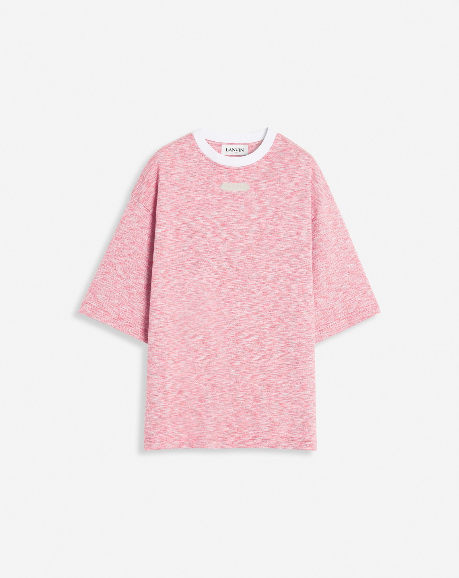 LANVIN MEN'S PINK CHINÉ KNIT T-SHIRT