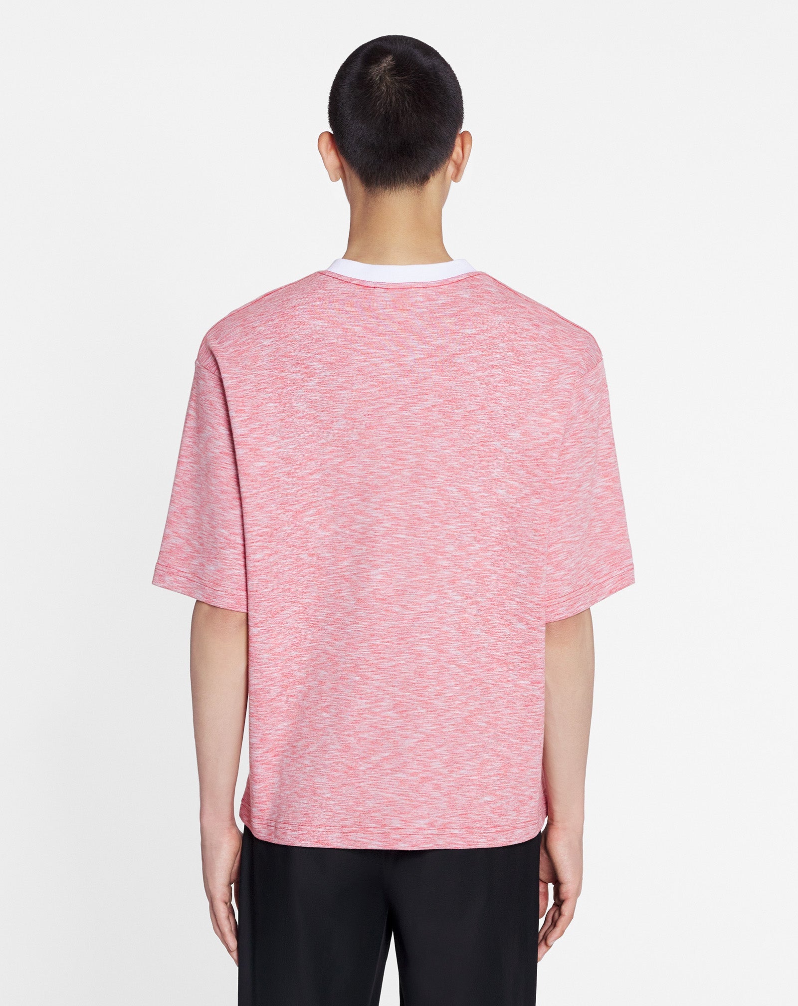 LANVIN MEN'S PINK CHINÉ KNIT T-SHIRT