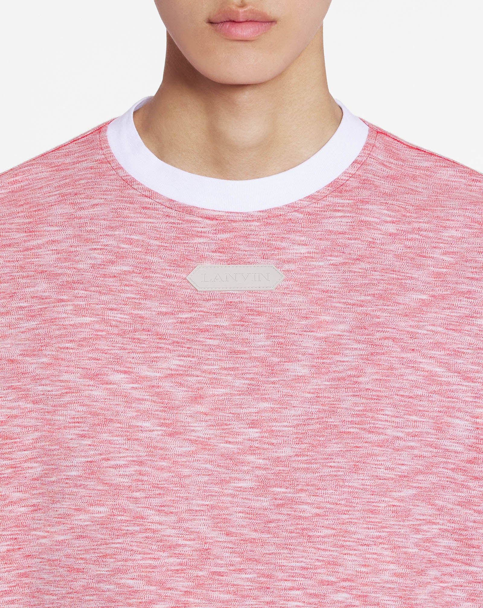 LANVIN MEN'S PINK CHINÉ KNIT T-SHIRT