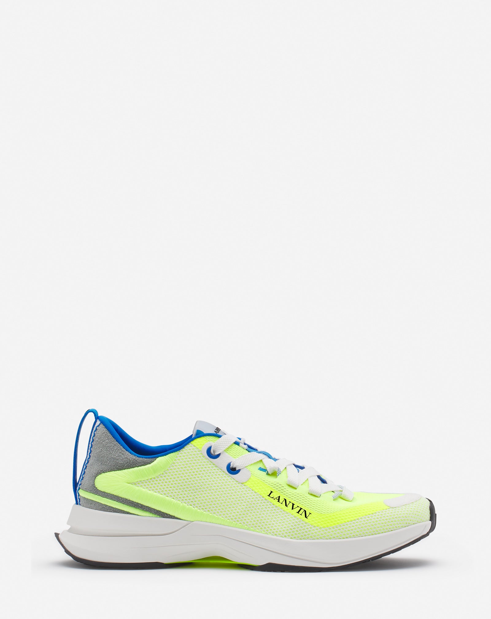 LANVIN MEN'S WHITE AND GREEN RUNNER SNEAKERS