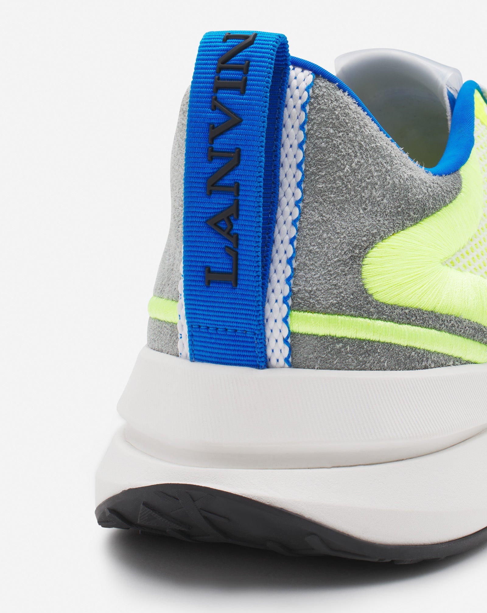 LANVIN MEN'S WHITE AND GREEN RUNNER SNEAKERS