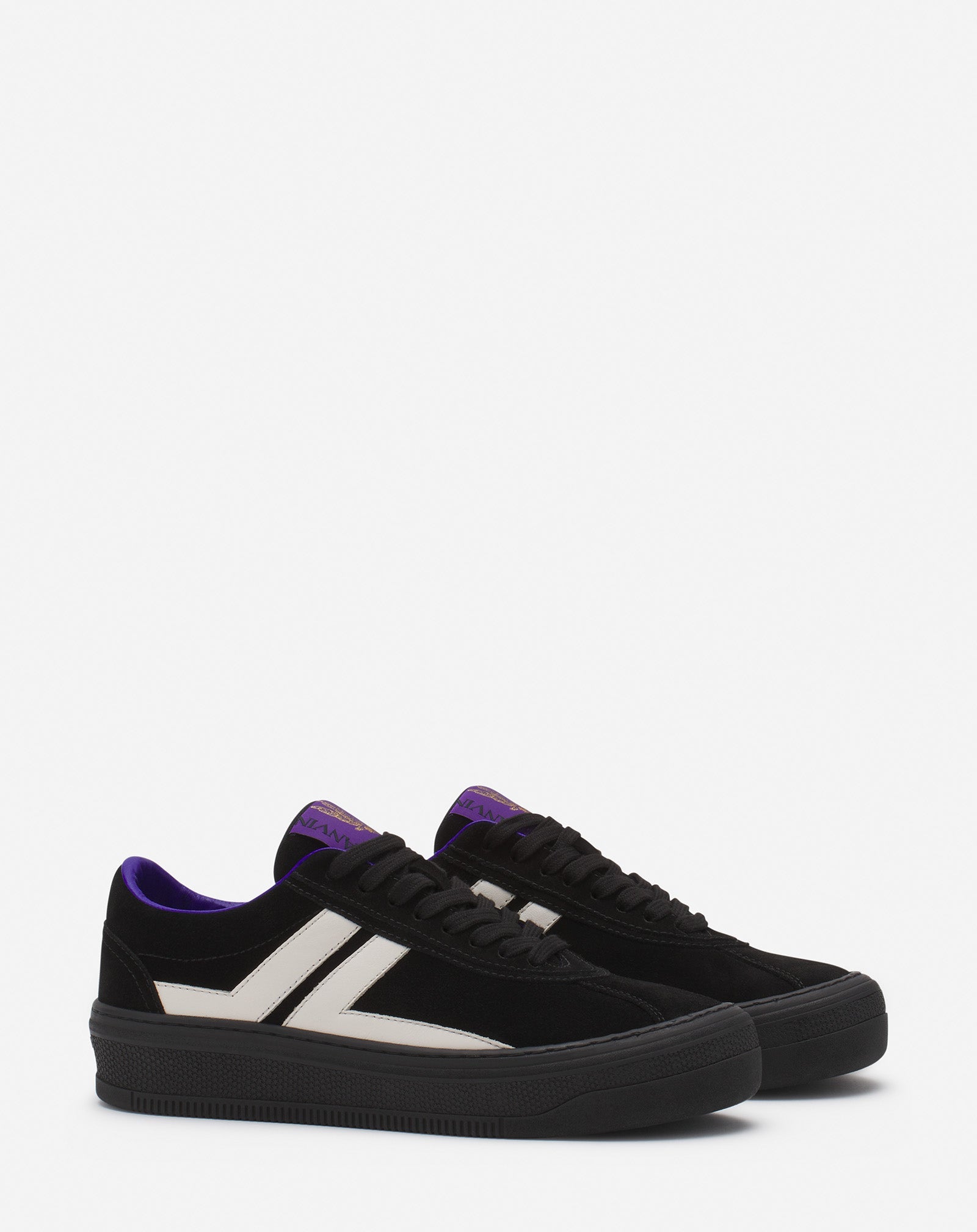 LANVIN WOMEN'S BLACK AND WHITE HIGH-SOLE SNEAKERS
