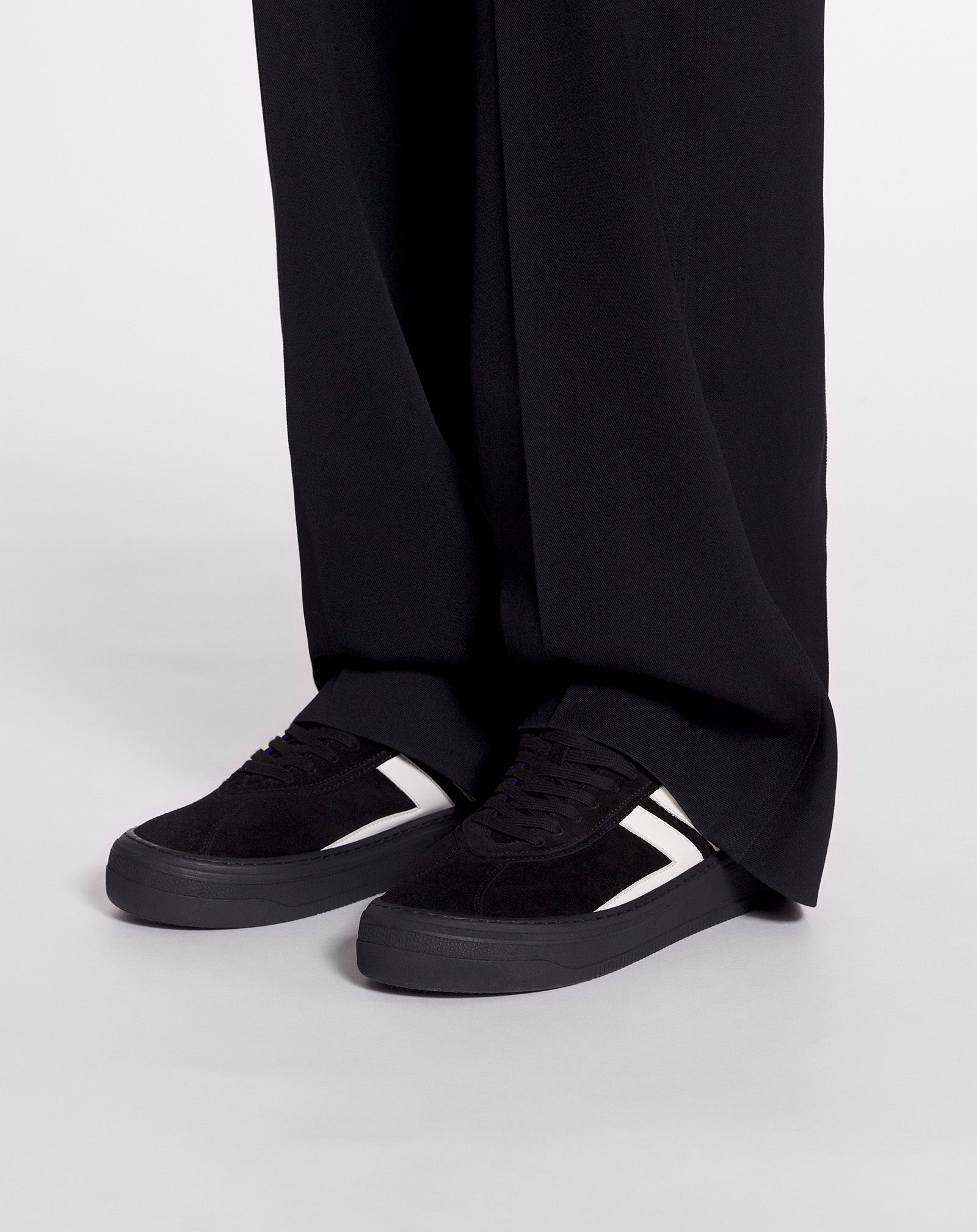 LANVIN WOMEN'S BLACK AND WHITE HIGH-SOLE SNEAKERS