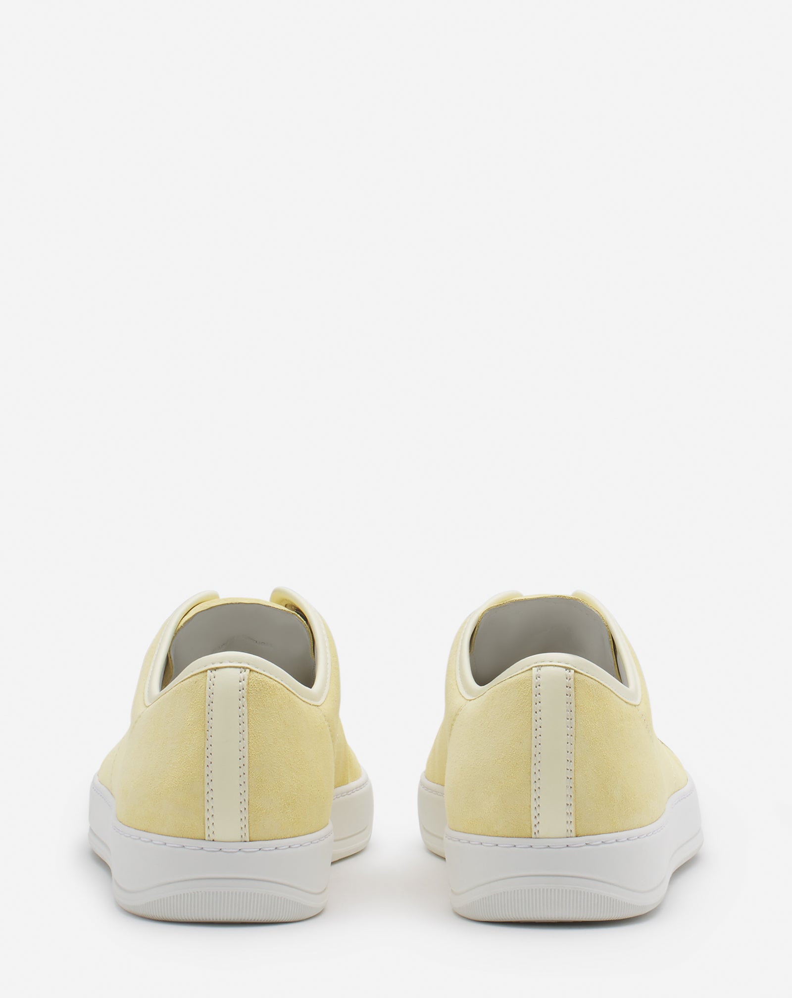 LANVIN MEN'S YELLOW LEATHER LOW-TOP SNEAKERS