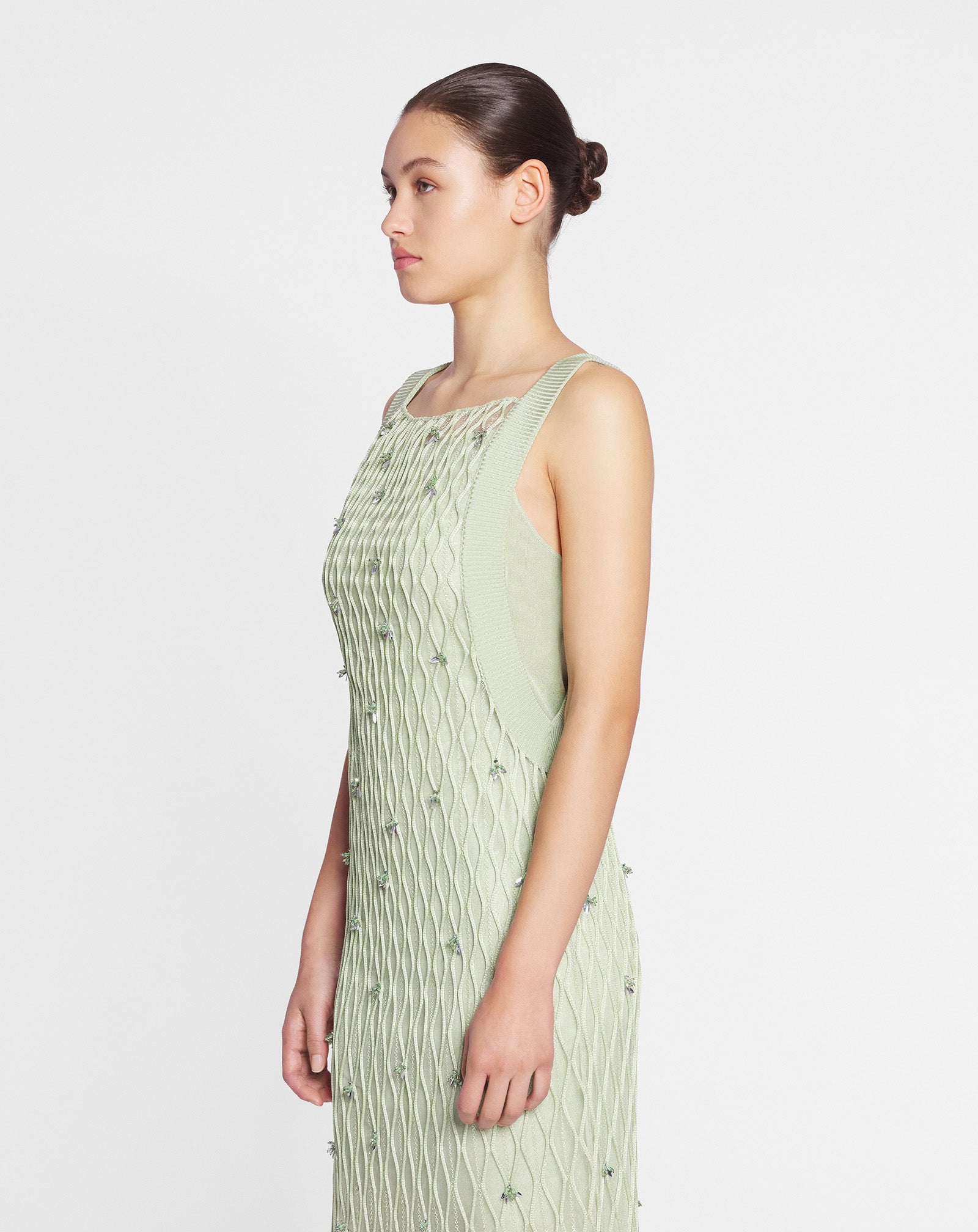 LANVIN WOMEN'S AMANDE EMBROIDERED CAGE KNIT DRESS