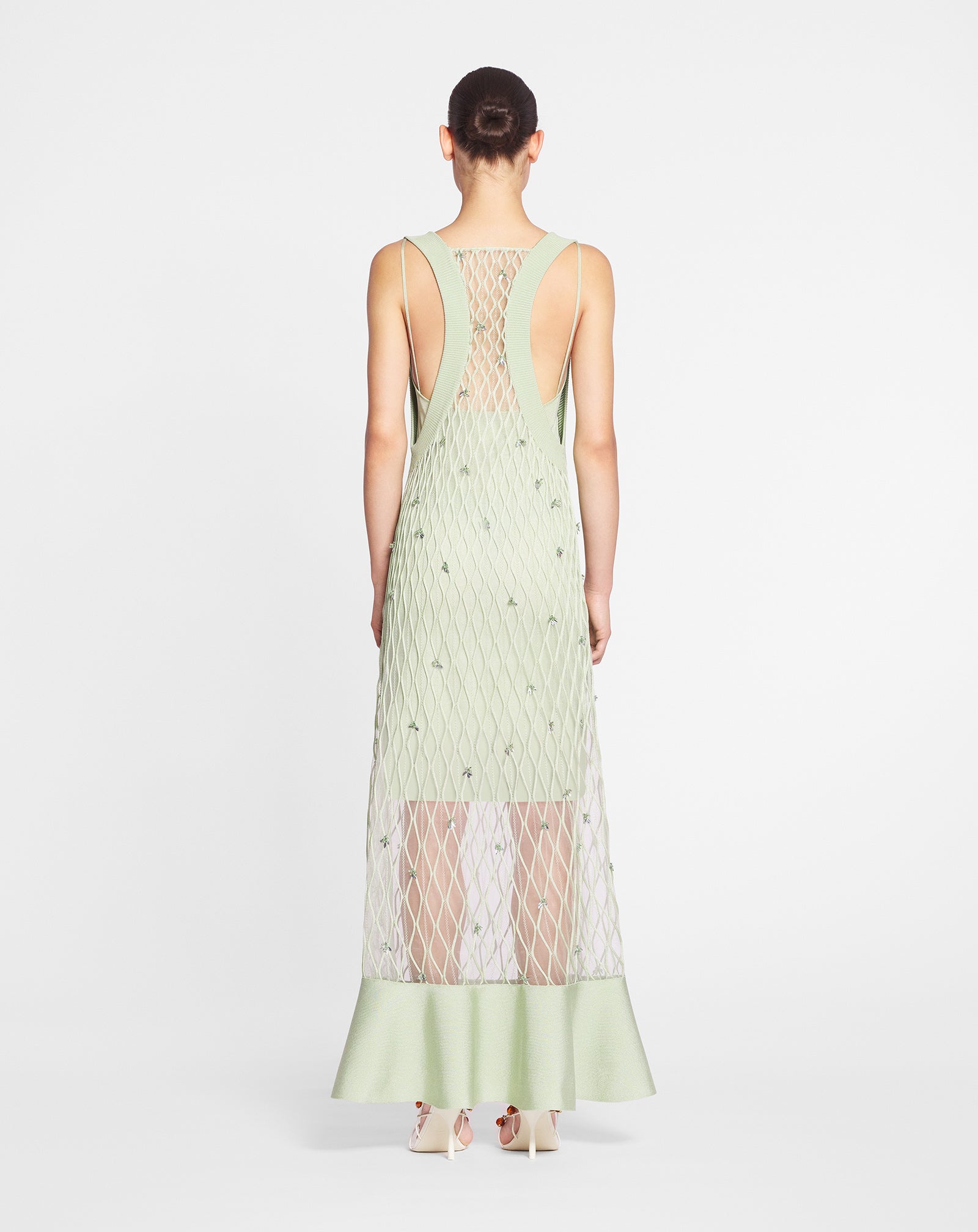 LANVIN WOMEN'S AMANDE EMBROIDERED CAGE KNIT DRESS