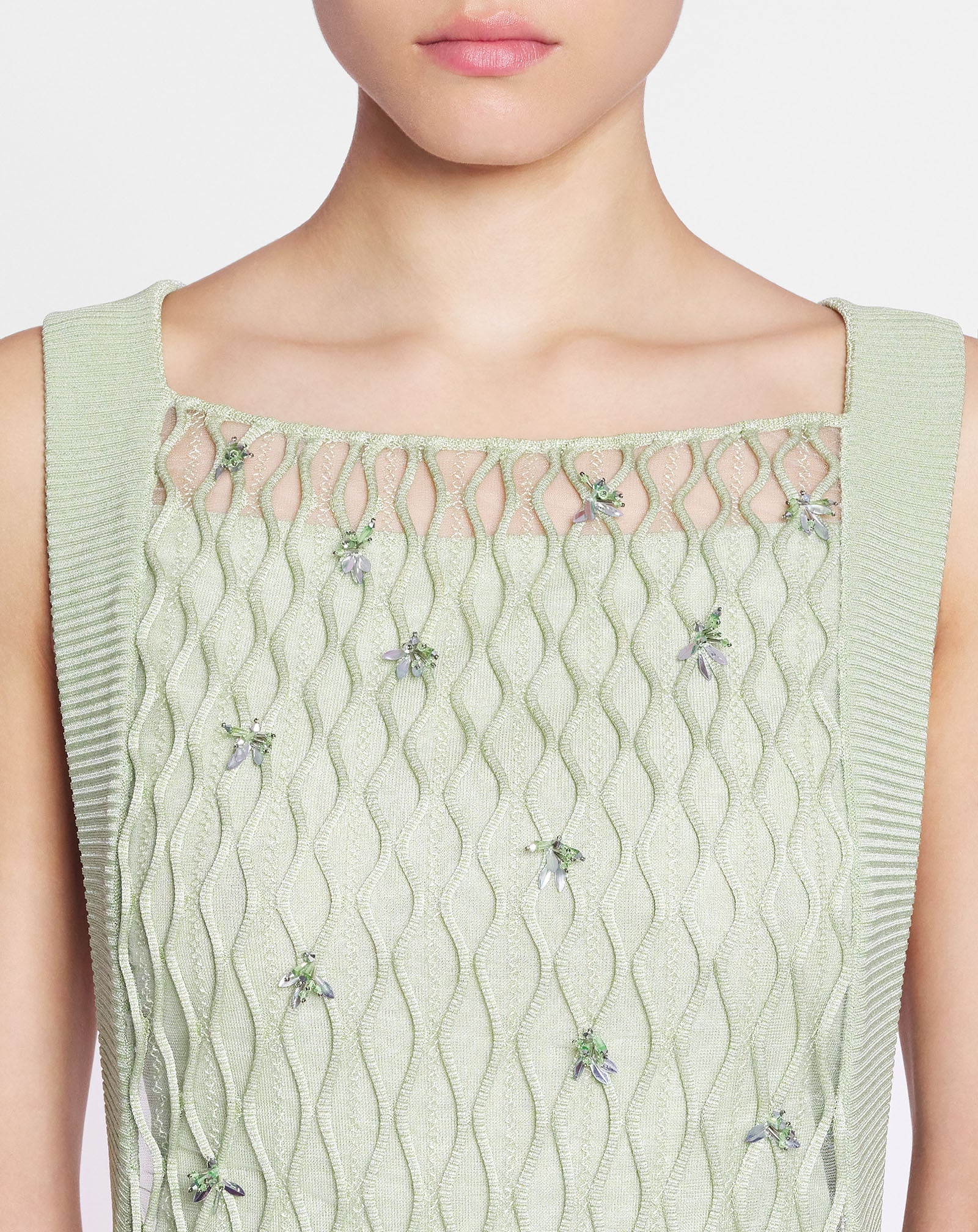 LANVIN WOMEN'S AMANDE EMBROIDERED CAGE KNIT DRESS