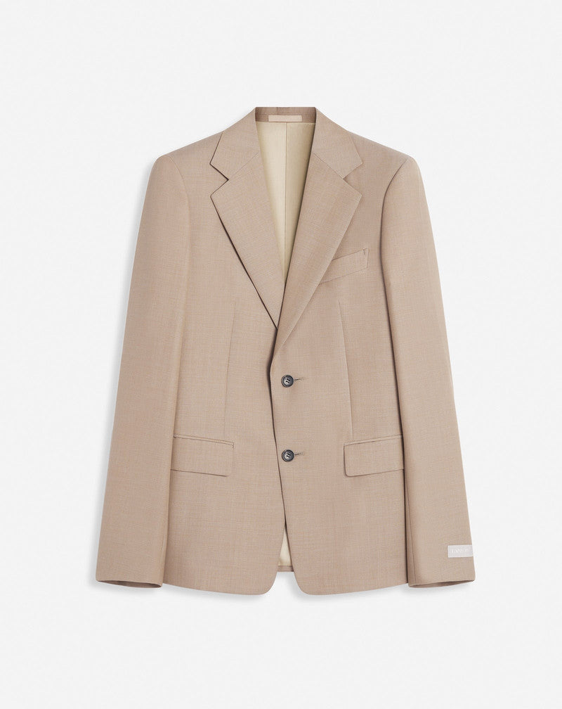LANVIN MEN'S BEIGE WOOL SINGLE-BREASTED JACKET