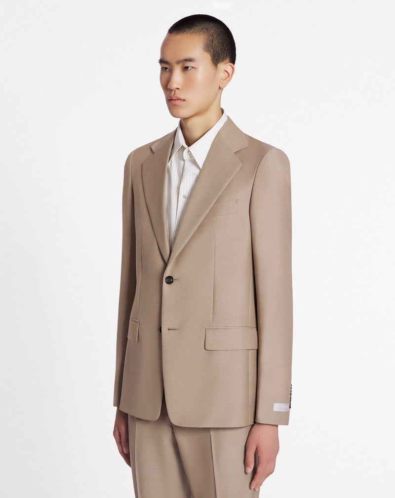 LANVIN MEN'S BEIGE WOOL SINGLE-BREASTED JACKET