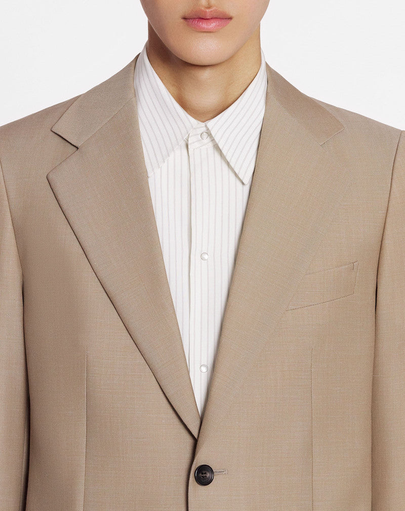 LANVIN MEN'S BEIGE WOOL SINGLE-BREASTED JACKET