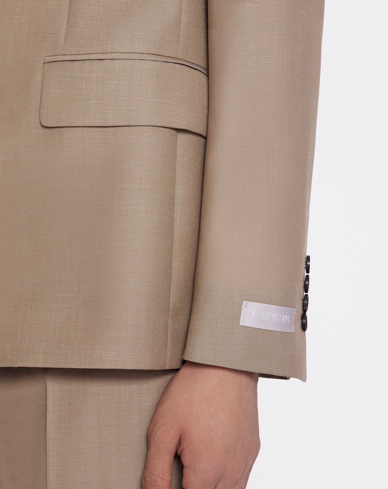 LANVIN MEN'S BEIGE WOOL SINGLE-BREASTED JACKET