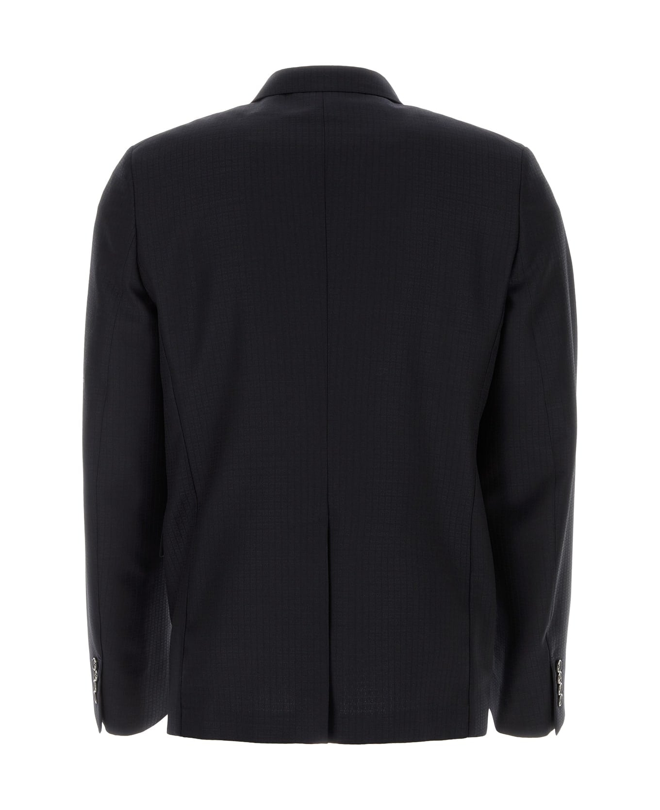 LANVIN MEN'S NAVY MOHAIR WOOL DOUBLE-BREASTED JACKET