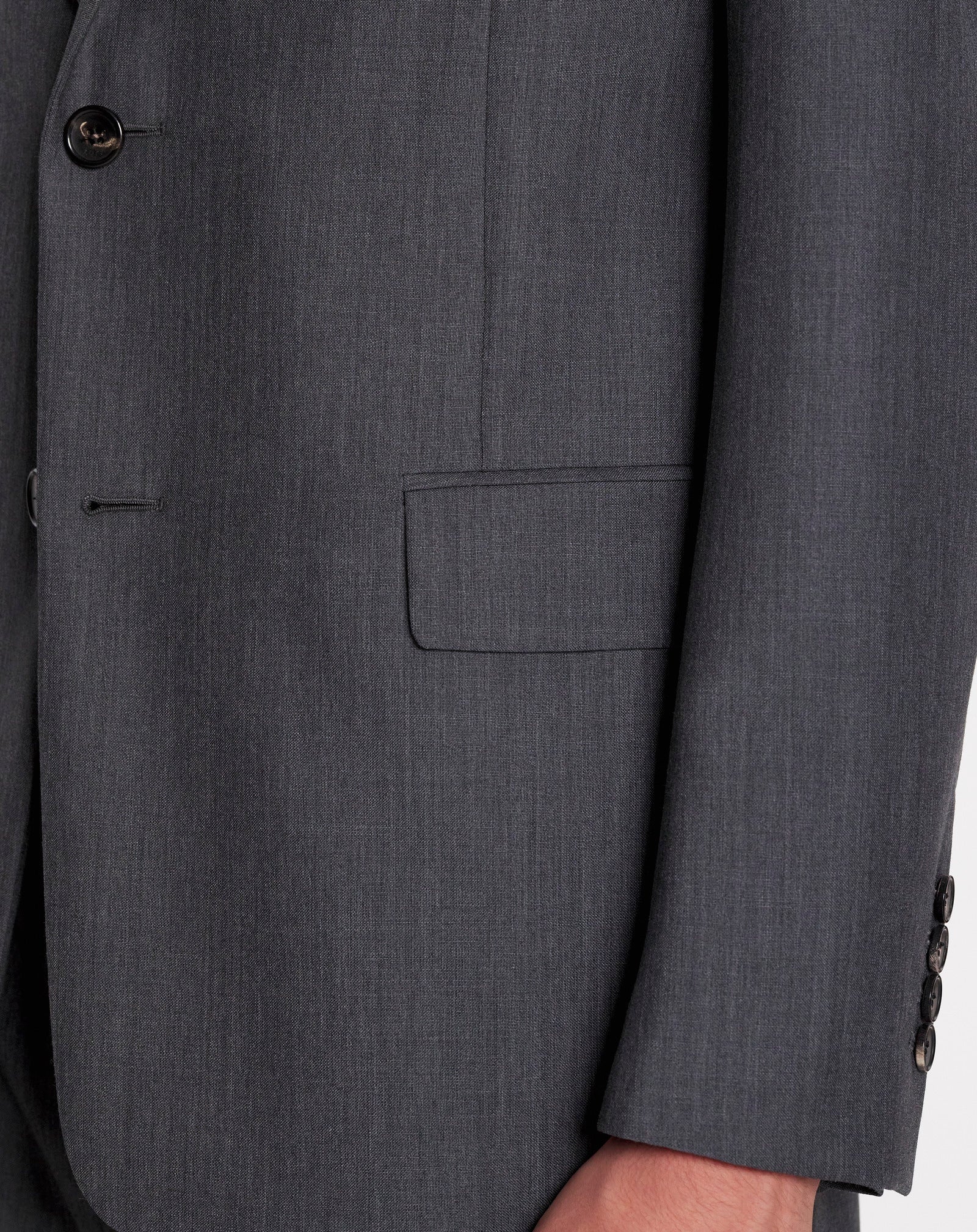 LANVIN MEN'S DARK GRAY WOOL SINGLE-BREASTED JACKET