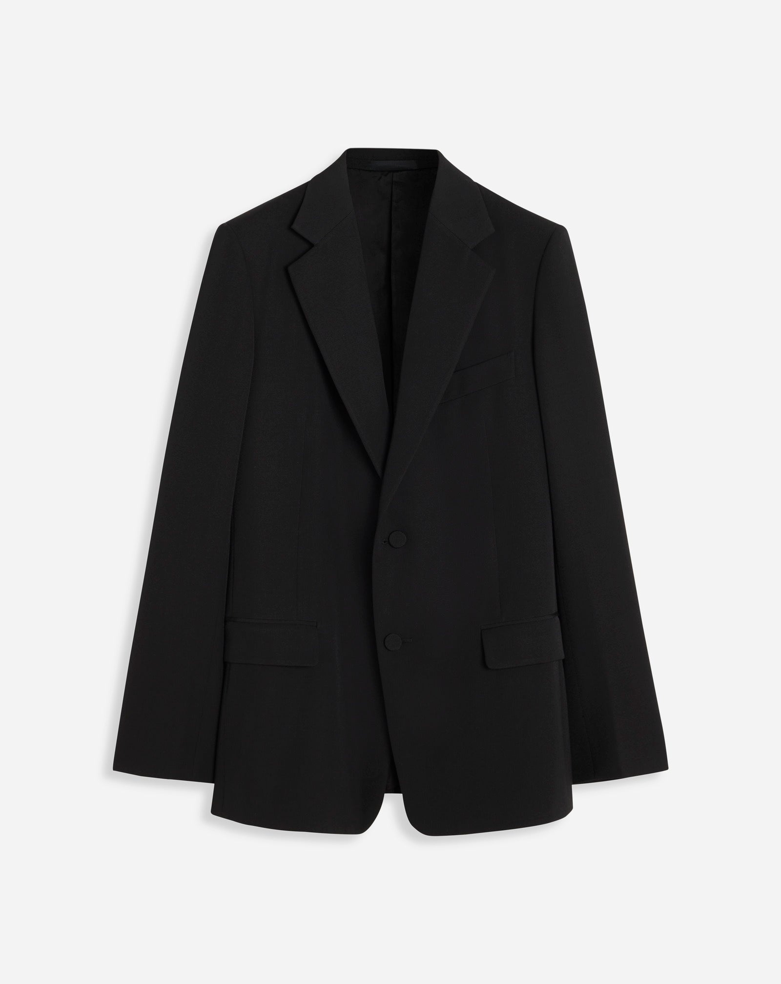 LANVIN MEN'S BLACK VIRGIN WOOL SINGLE-BREASTED JACKET
