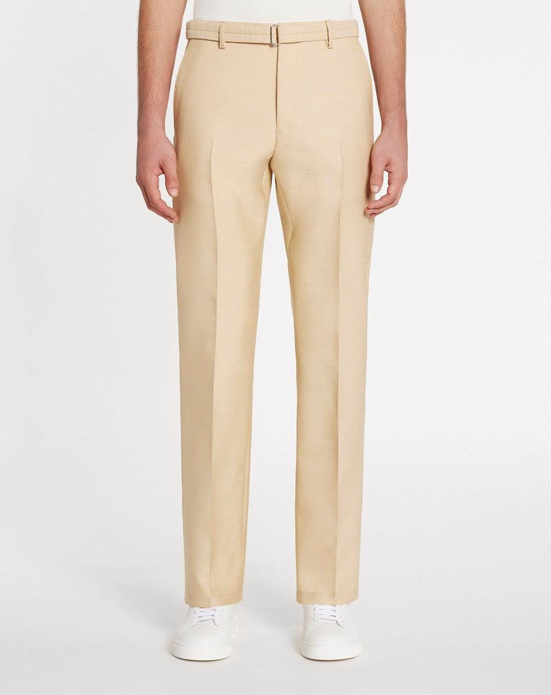 LANVIN MEN'S SABLE BELTED STRAIGHT LEG TROUSERS
