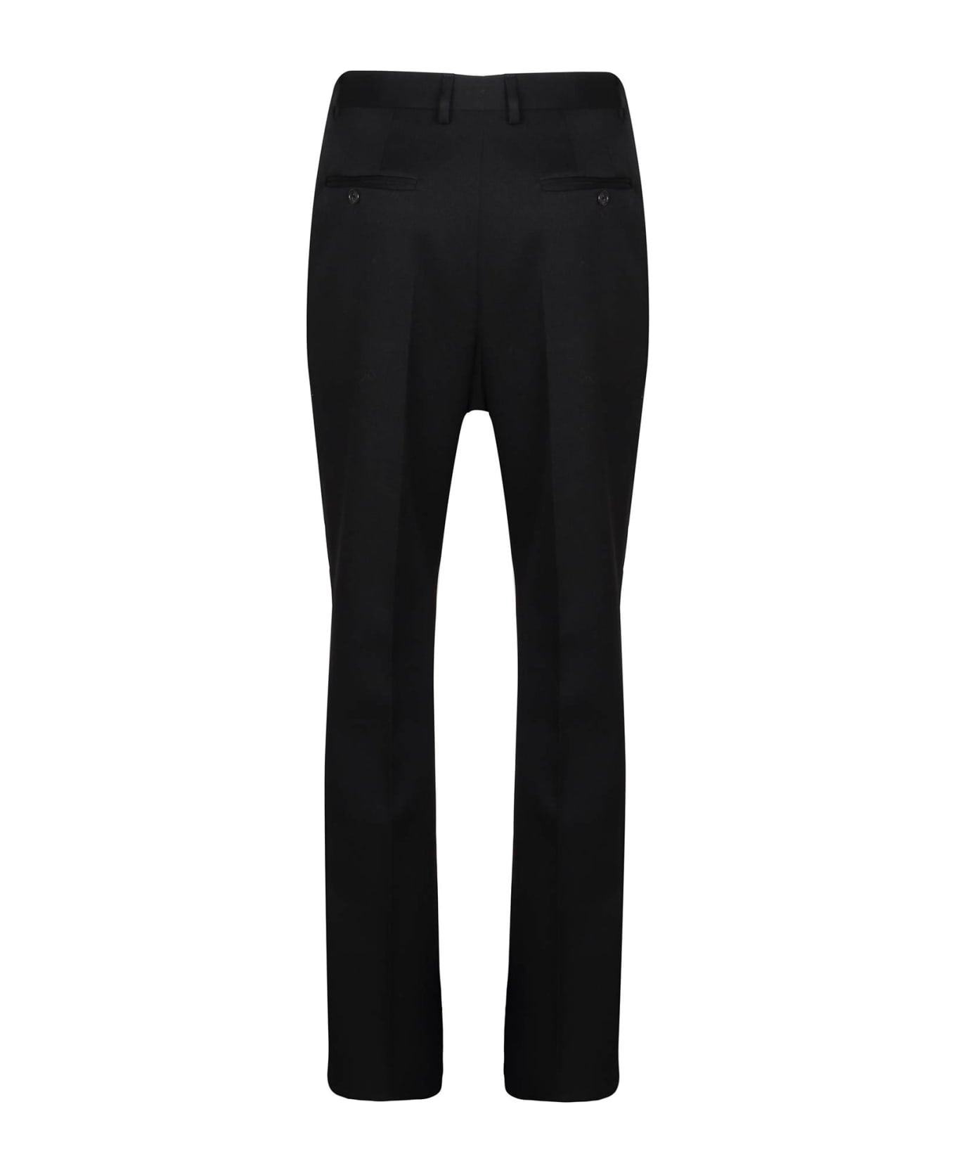 LANVIN MEN'S BLACK WOOL STRAIGHT LEG TROUSERS