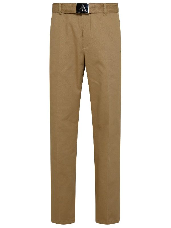 LANVIN MEN'S BEIGE STRAIGHT TROUSERS