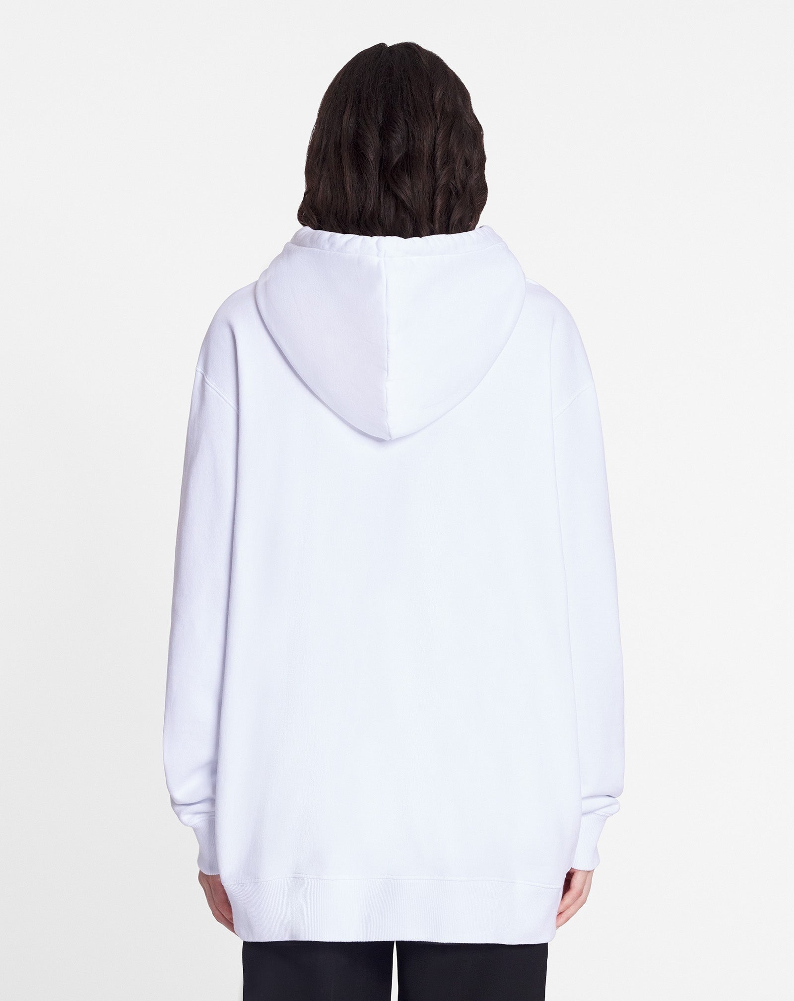 LANVIN UNISEX'S OPTIC WHITE EMBROIDERED OVERSIZED HOODIE