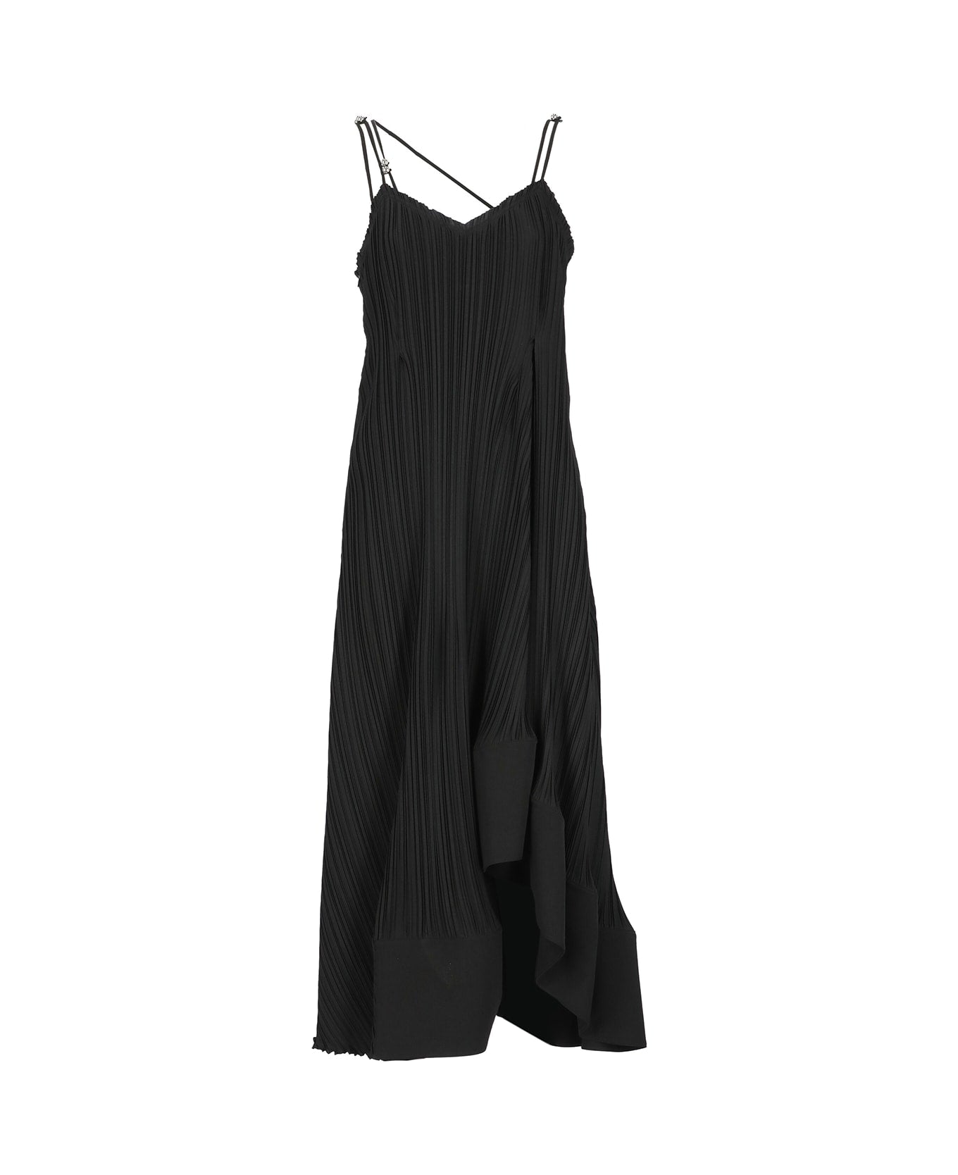 lanvin pleated dress Pleated Bi-Material Dress in Ecru