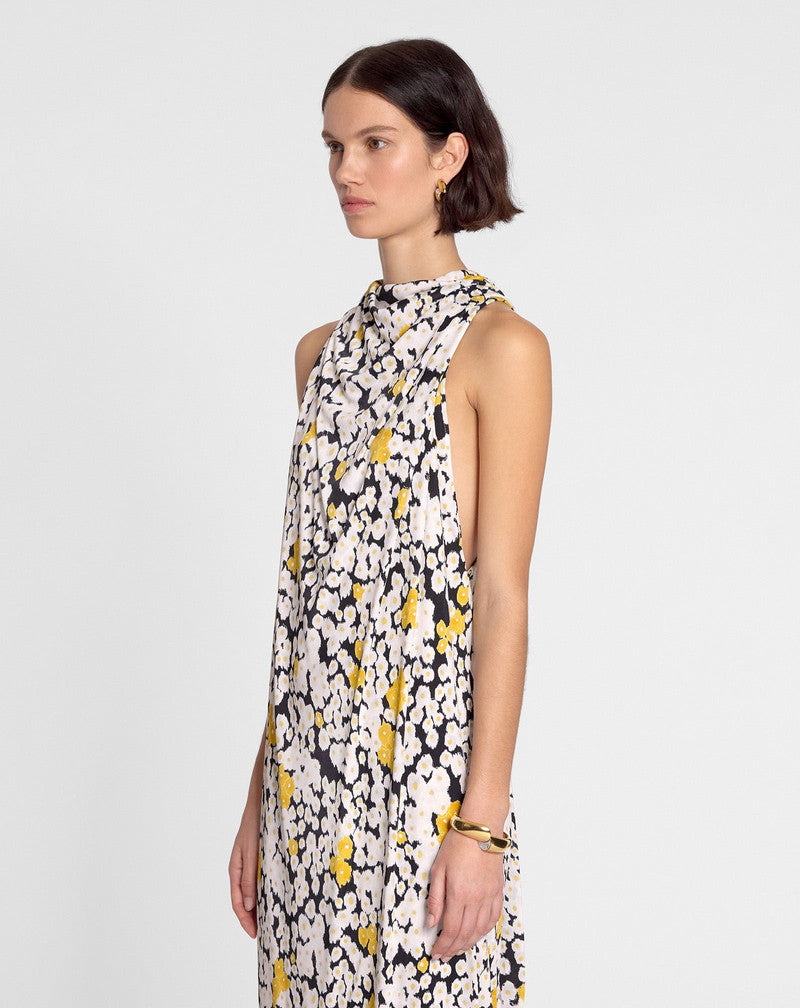 LANVIN WOMEN'S FLORAL KNEE-LENGTH TWISTED BACK DRESS