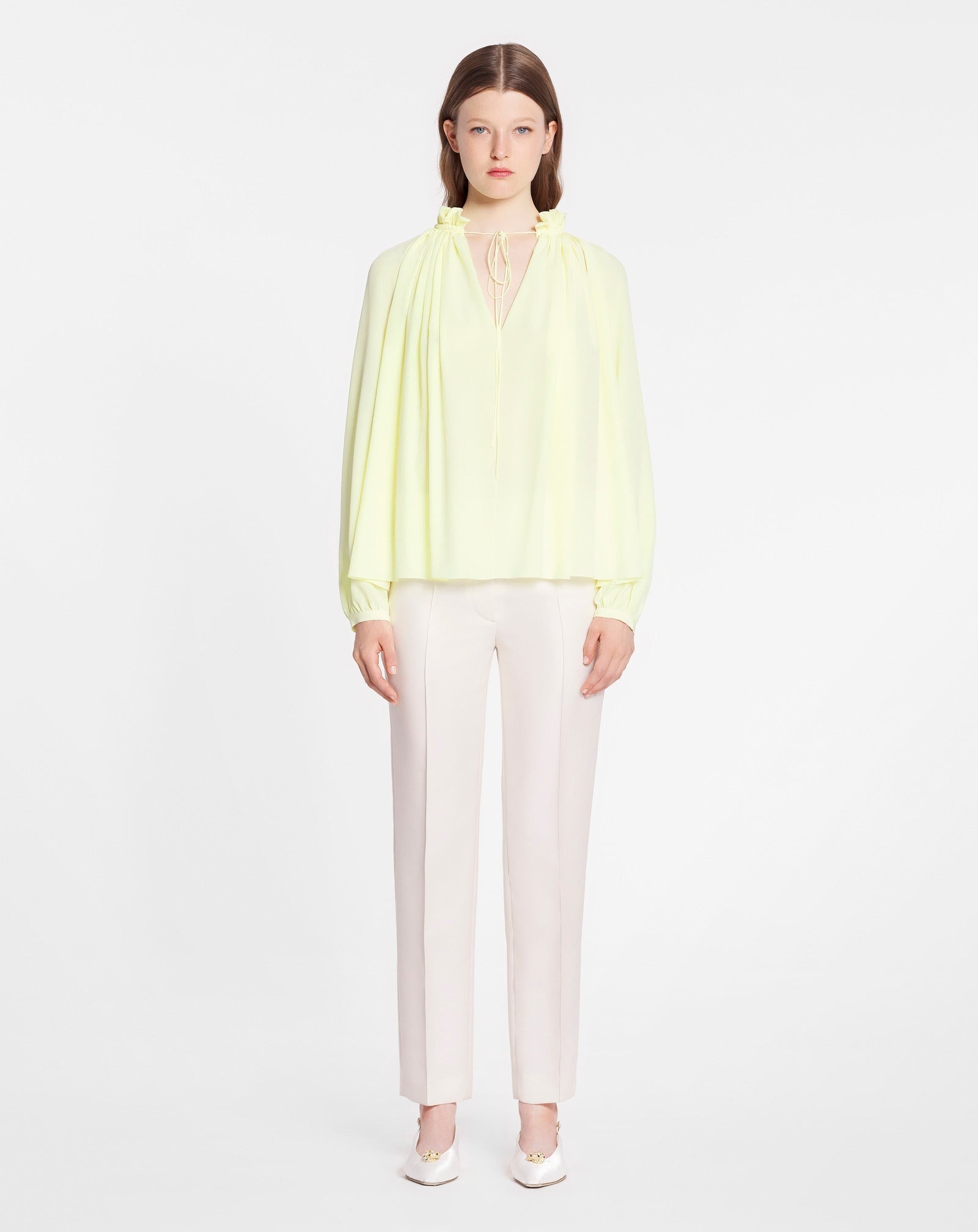LANVIN WOMEN'S CITRON SILK FLARE SLEEVE BLOUSE