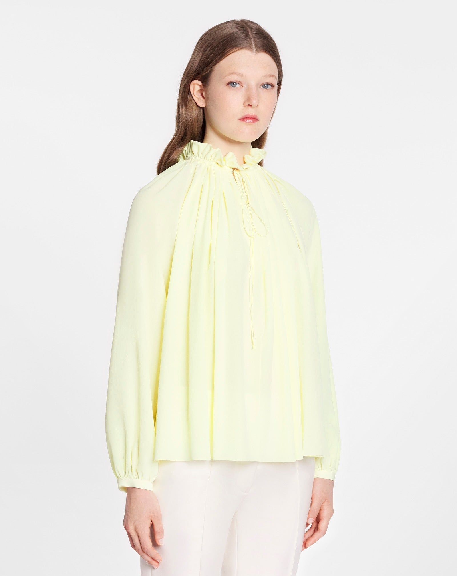 LANVIN WOMEN'S CITRON SILK FLARE SLEEVE BLOUSE