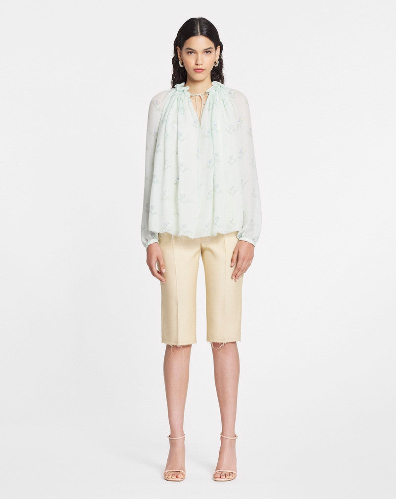 LANVIN WOMEN'S MINT SILK FLARE SLEEVE BLOUSE