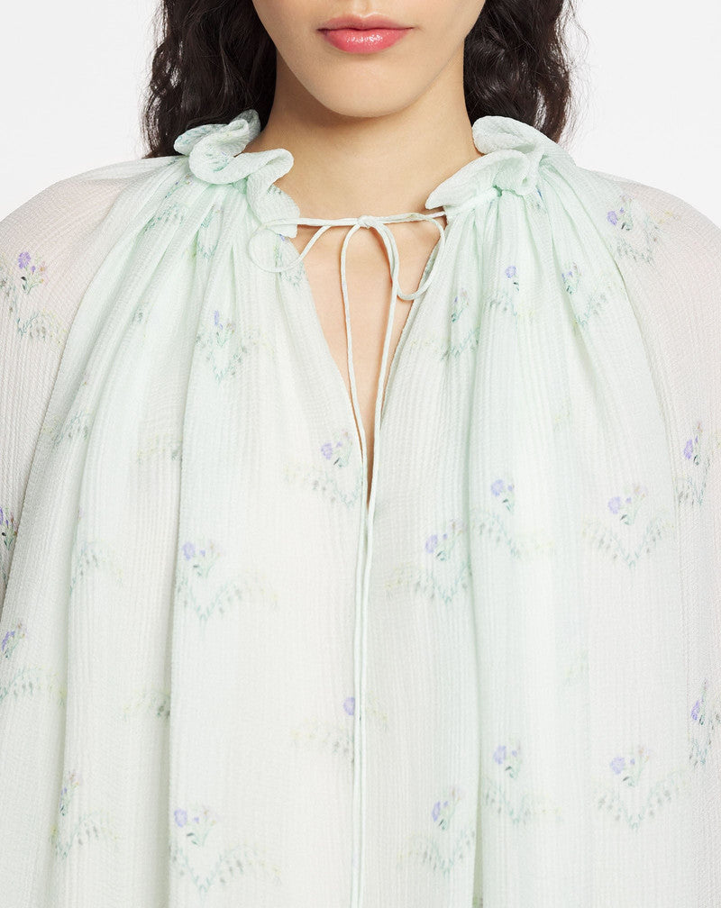 LANVIN WOMEN'S MINT SILK FLARE SLEEVE BLOUSE