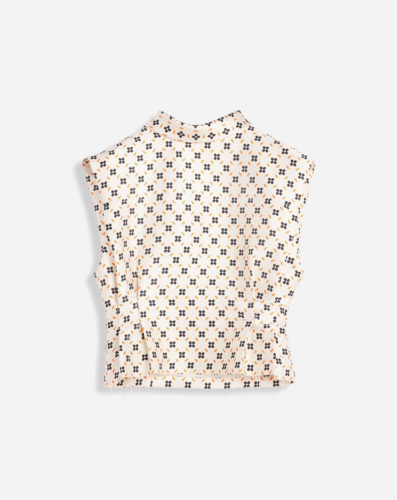 LANVIN WOMEN'S CREAM PATTERNED SLEEVELESS CROPPED TOP