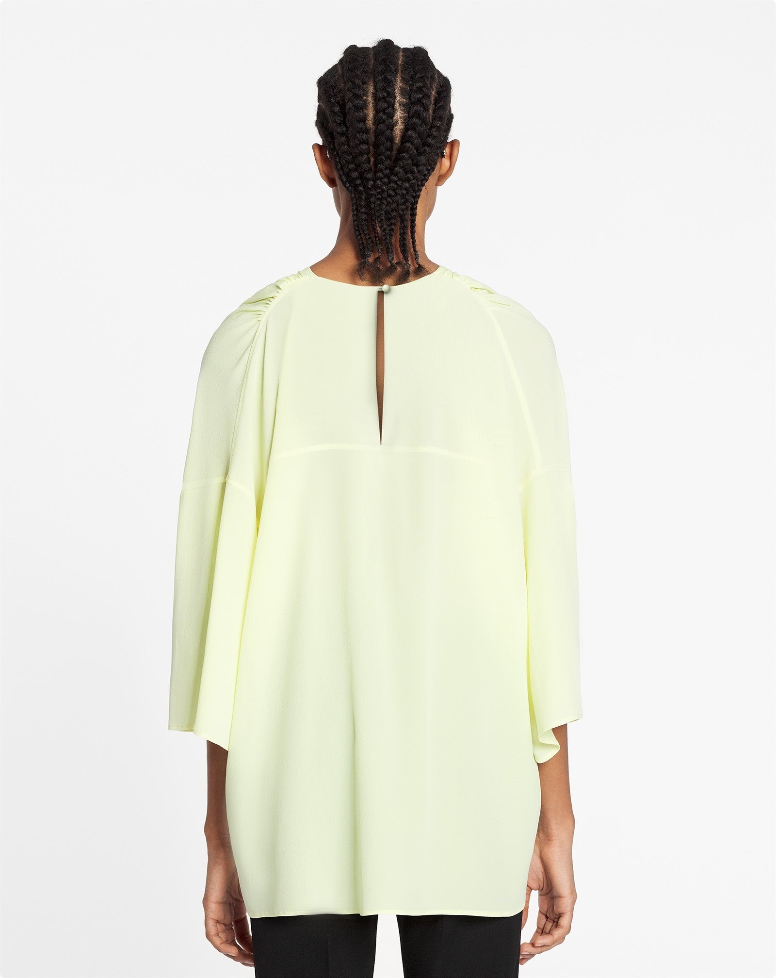 LANVIN WOMEN'S CITRON SILK ROUND NECK BLOUSE