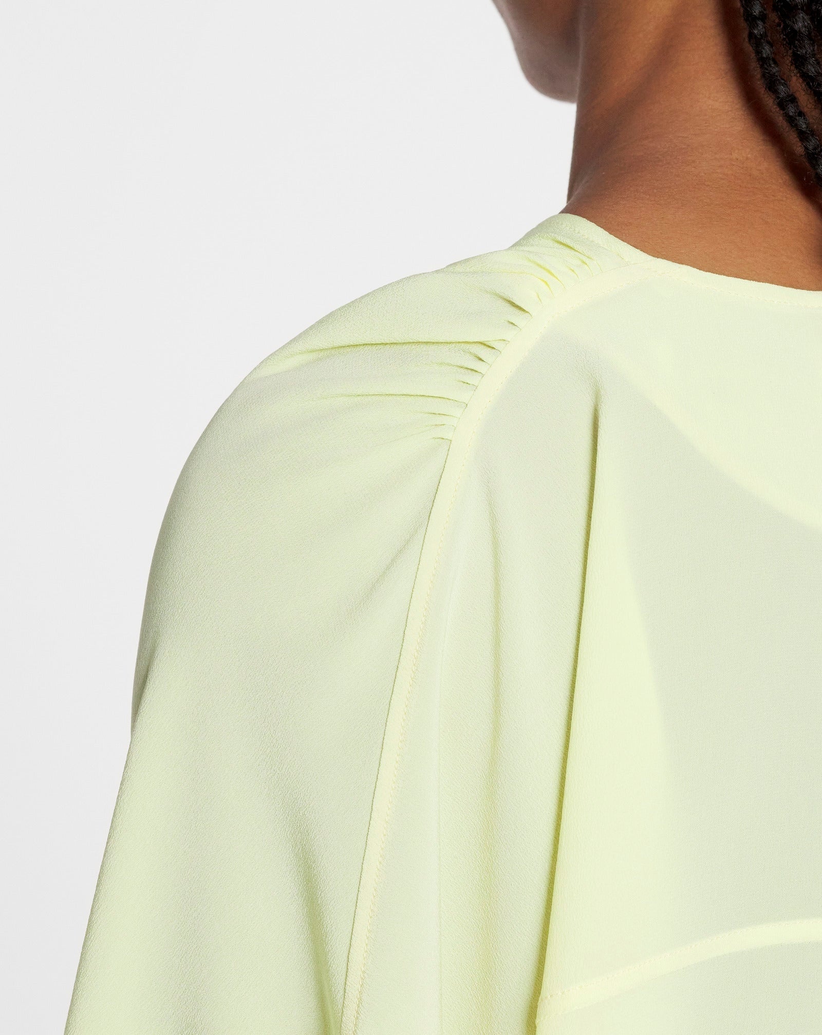 LANVIN WOMEN'S CITRON SILK ROUND NECK BLOUSE