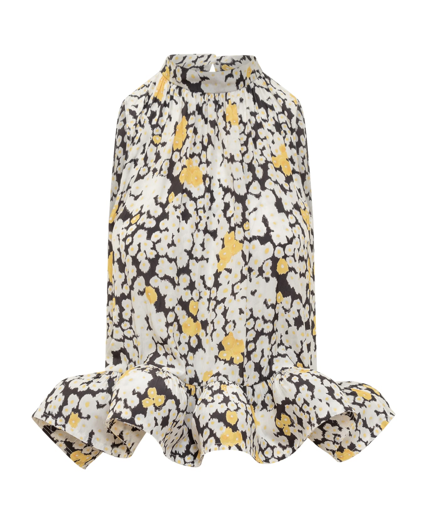 LANVIN WOMEN'S FLORAL FLARE HALTER NECK TOP