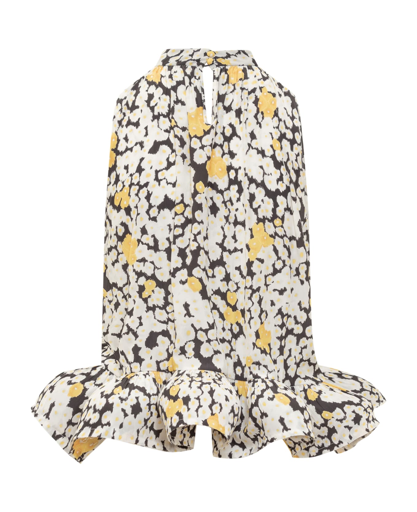 LANVIN WOMEN'S FLORAL FLARE HALTER NECK TOP