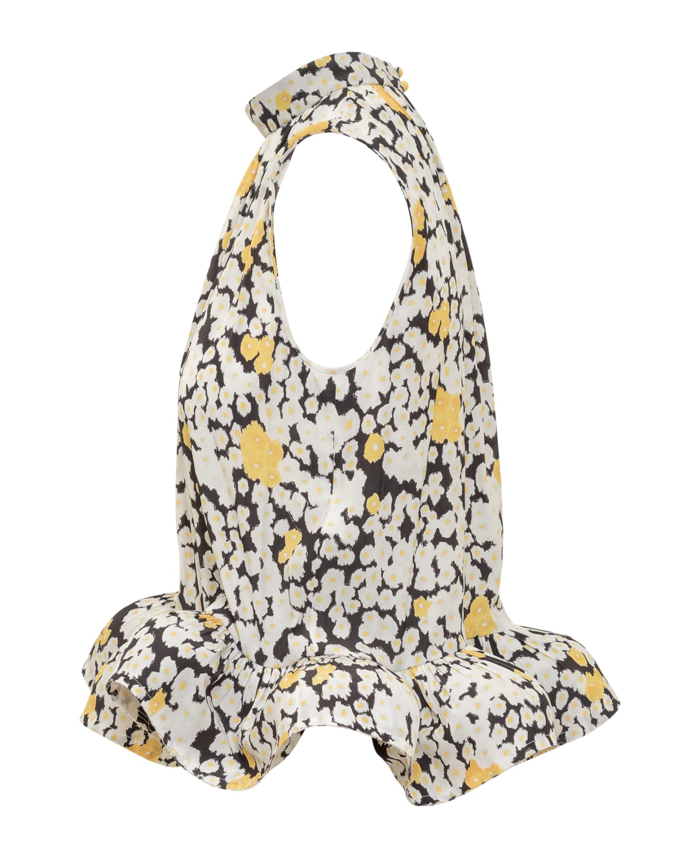 LANVIN WOMEN'S FLORAL FLARE HALTER NECK TOP